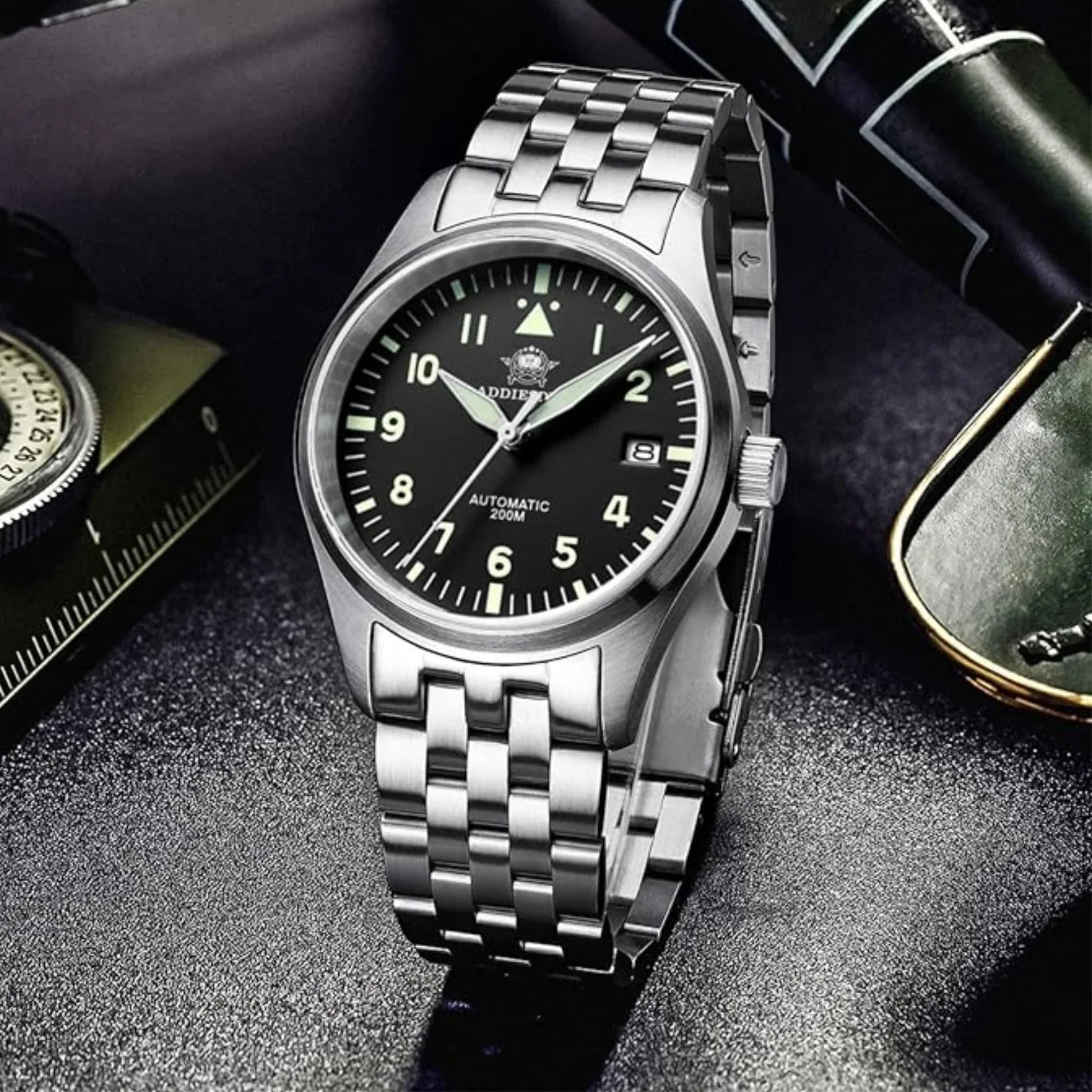 ADDIESDIVE®39mm Leather Men's Elegant Automatic Watch Diver 200M (MY-H2) - DREAM WATCHES