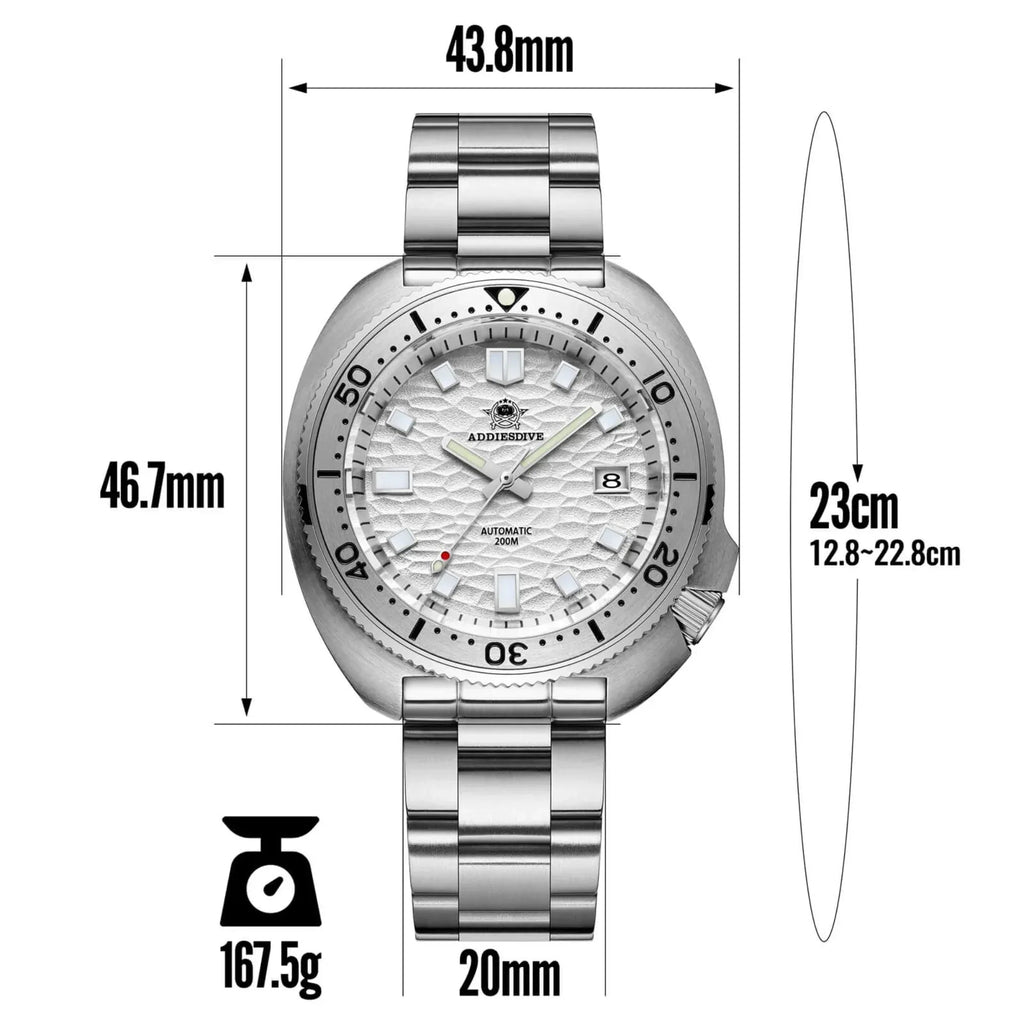 ADDIESDIVE®Turtle White Automatic Dive Watch 1970 Captain Willard Homage (AD2117) - DREAM WATCHES