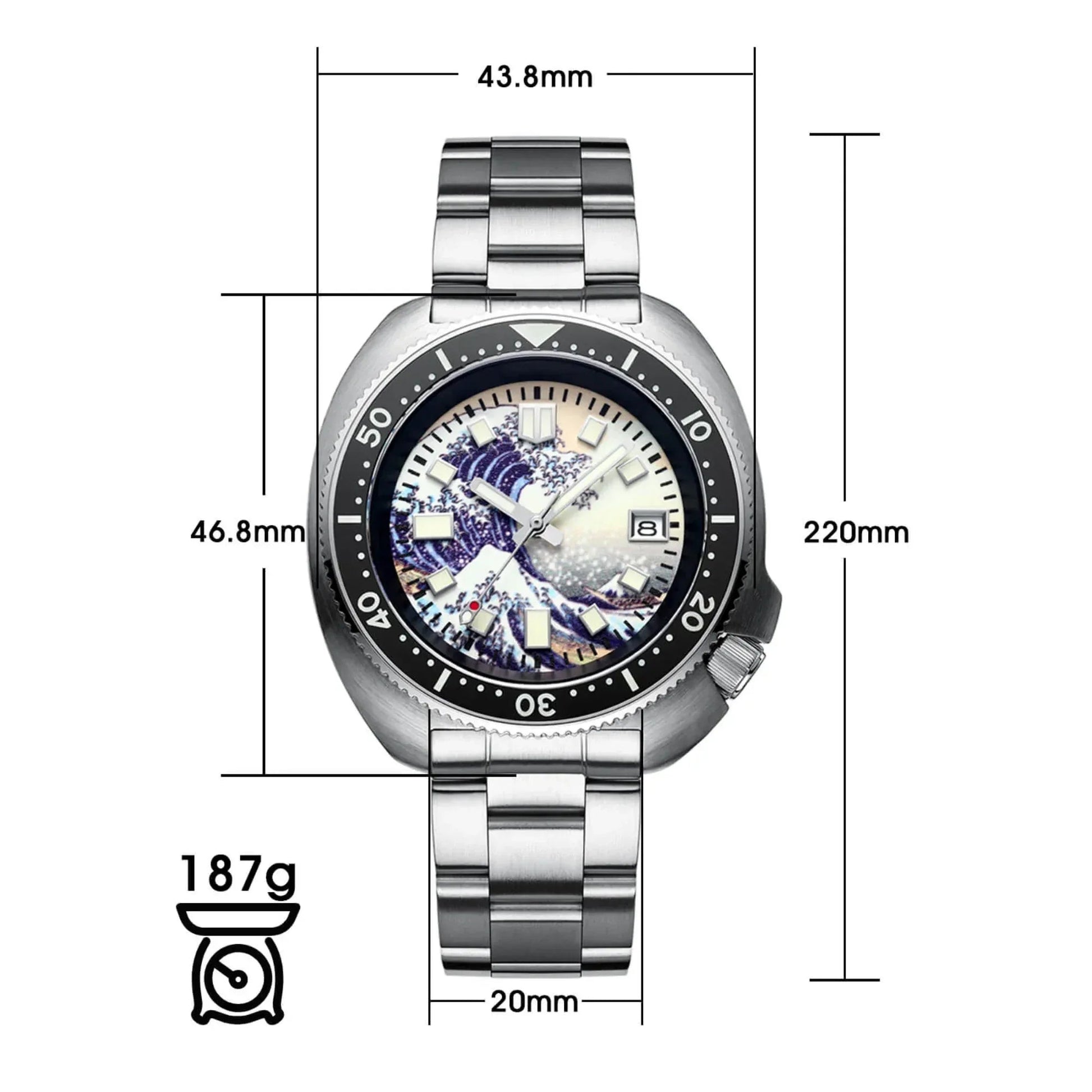 ADDIESIVE Diving Watch Synthetic Sapphire Crystal Luminous Dial 200M H8-Surf - DREAM WATCHES