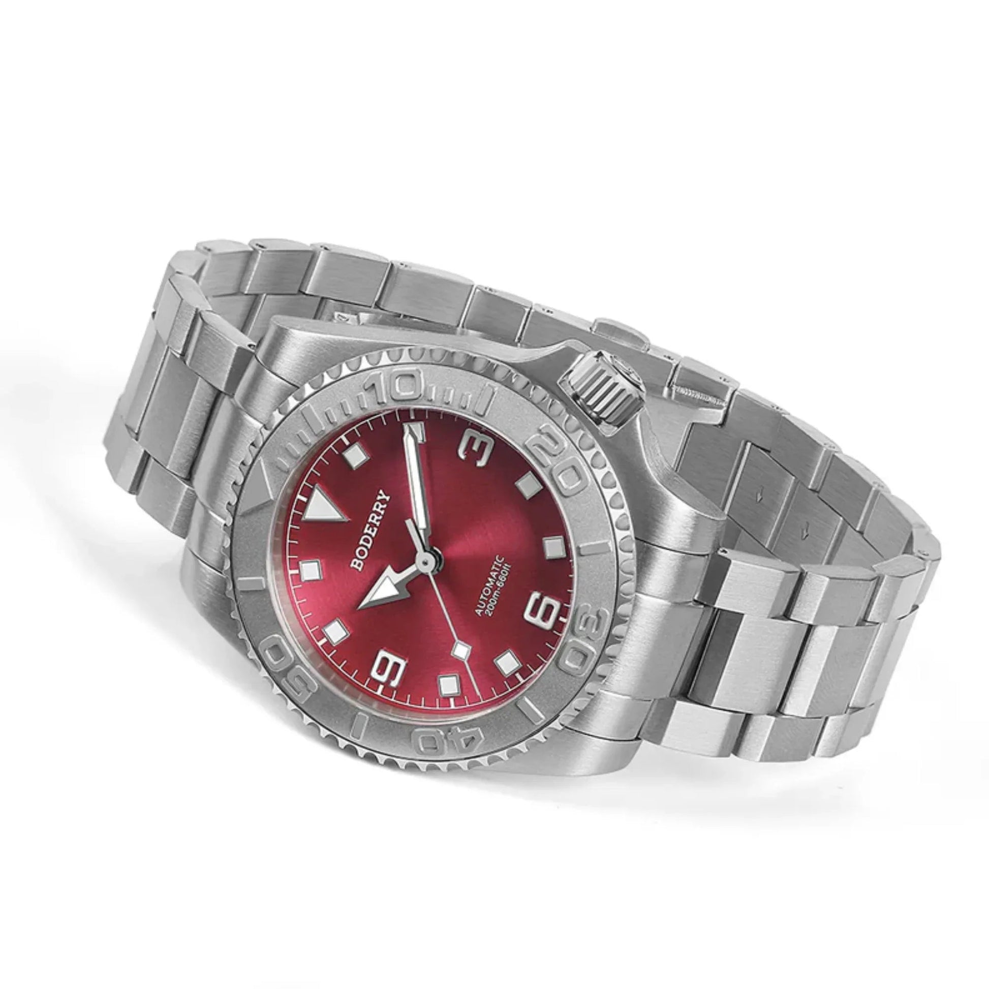 ADMIRAL 3-Hand No-Date - 200M Waterproof Titanium Automatic Diver Watch | Coral Red - DREAM WATCHES