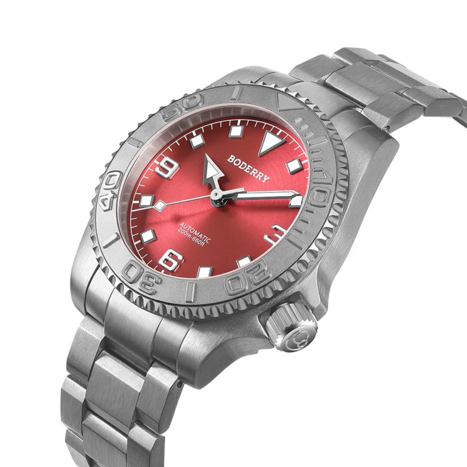 ADMIRAL 3-Hand No-Date - 200M Waterproof Titanium Automatic Diver Watch | Coral Red - DREAM WATCHES