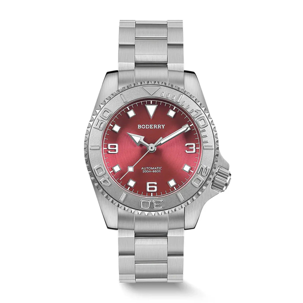 ADMIRAL 3-Hand No-Date - 200M Waterproof Titanium Automatic Diver Watch | Coral Red - DREAM WATCHES