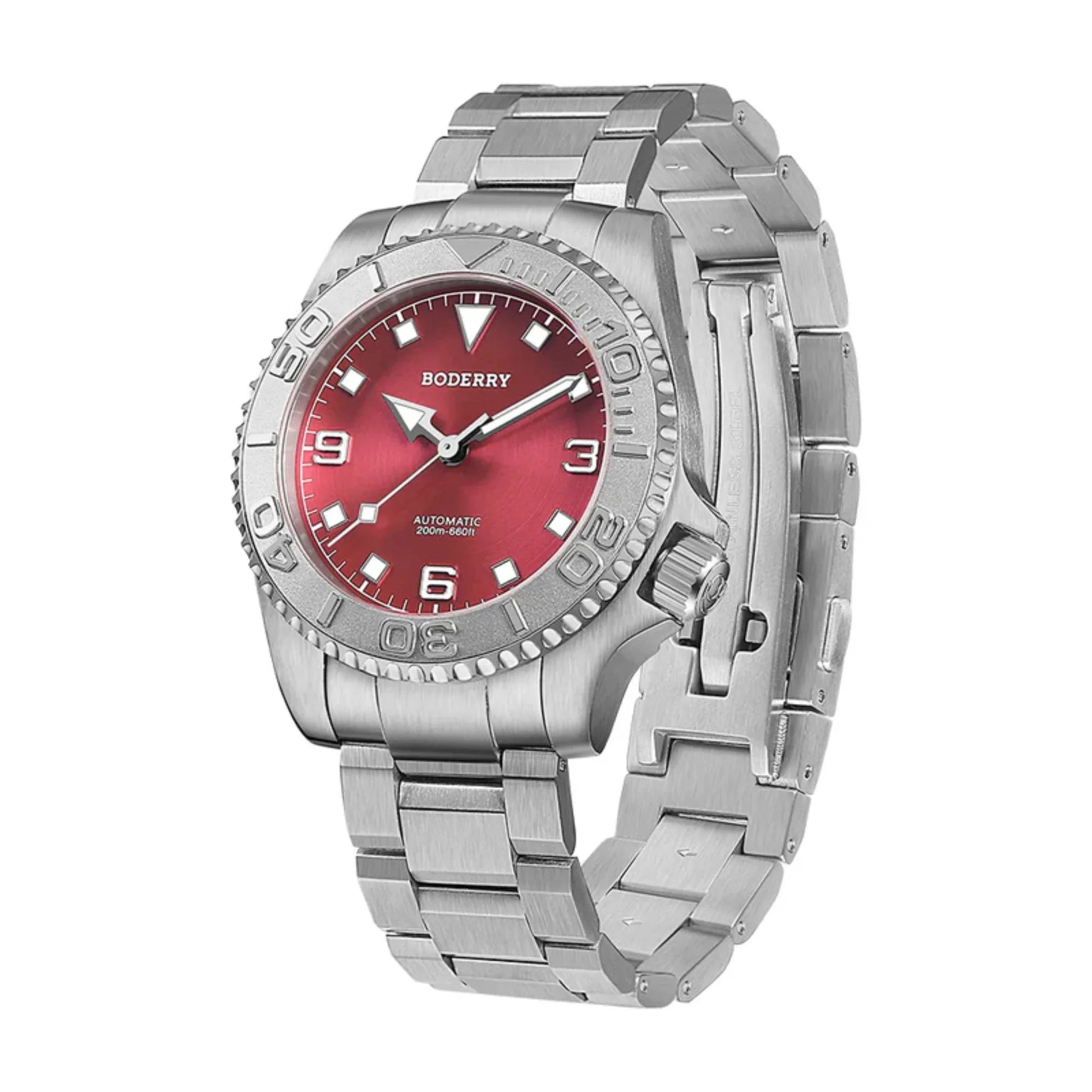 ADMIRAL 3-Hand No-Date - 200M Waterproof Titanium Automatic Diver Watch | Coral Red - DREAM WATCHES