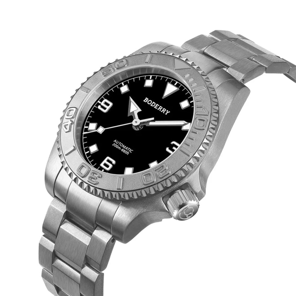 ADMIRAL 3-Hand No-Date - 200M Waterproof Titanium Automatic Diver Watch | Jet Black - DREAM WATCHES