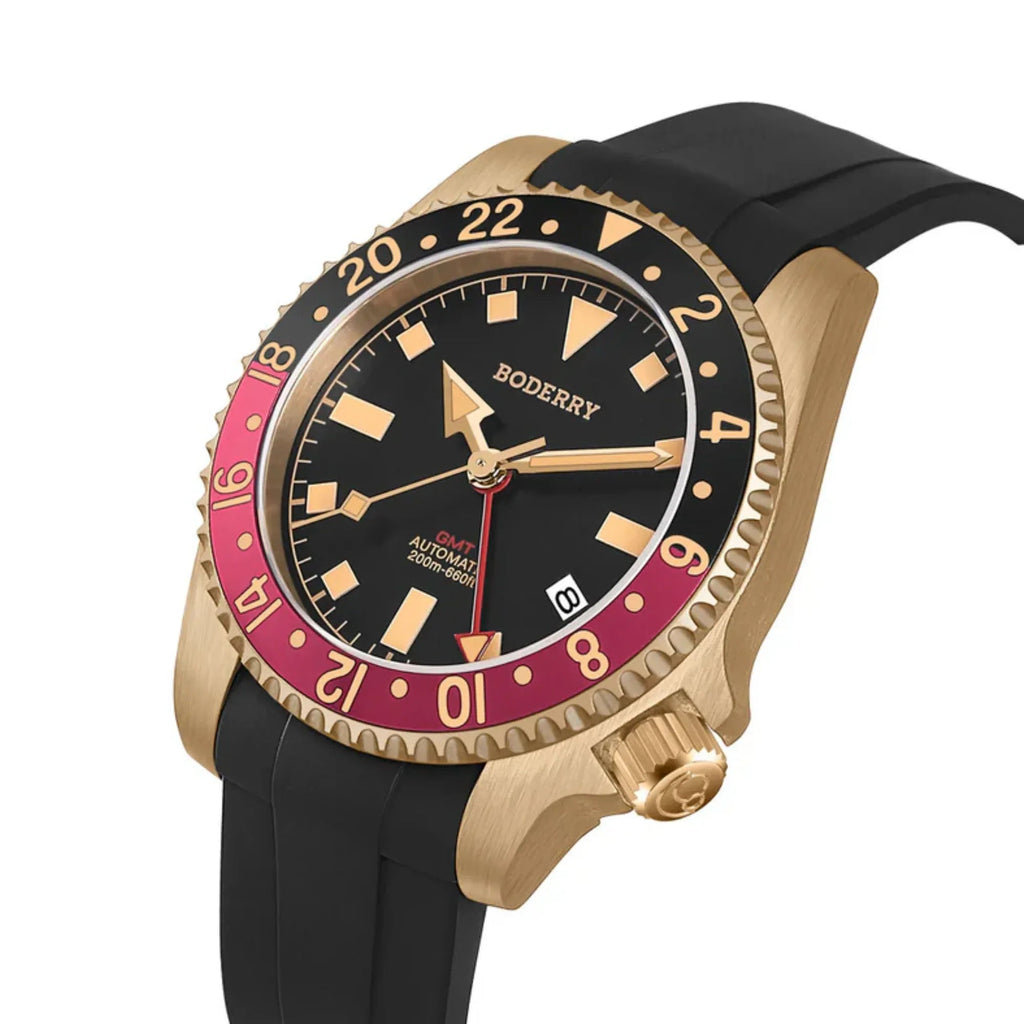 ADMIRAL GMT - 200M Waterproof Bronze Automatic Diver Watch | Black - DREAM WATCHES