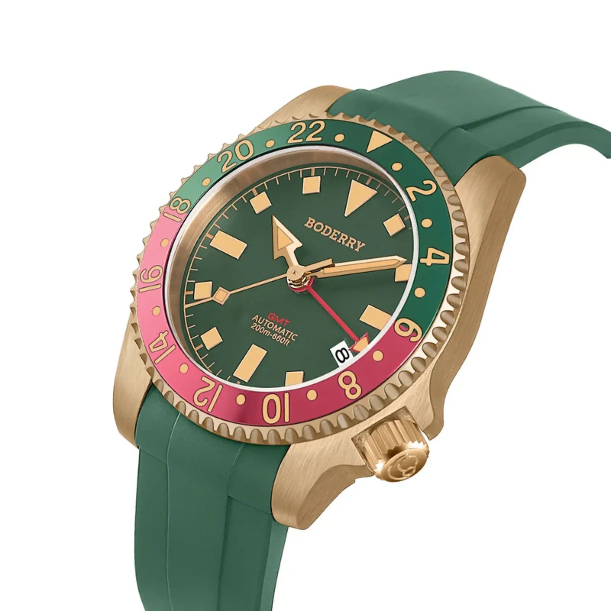 ADMIRAL GMT - 200M Waterproof Bronze Automatic Diver Watch | Green - DREAM WATCHES