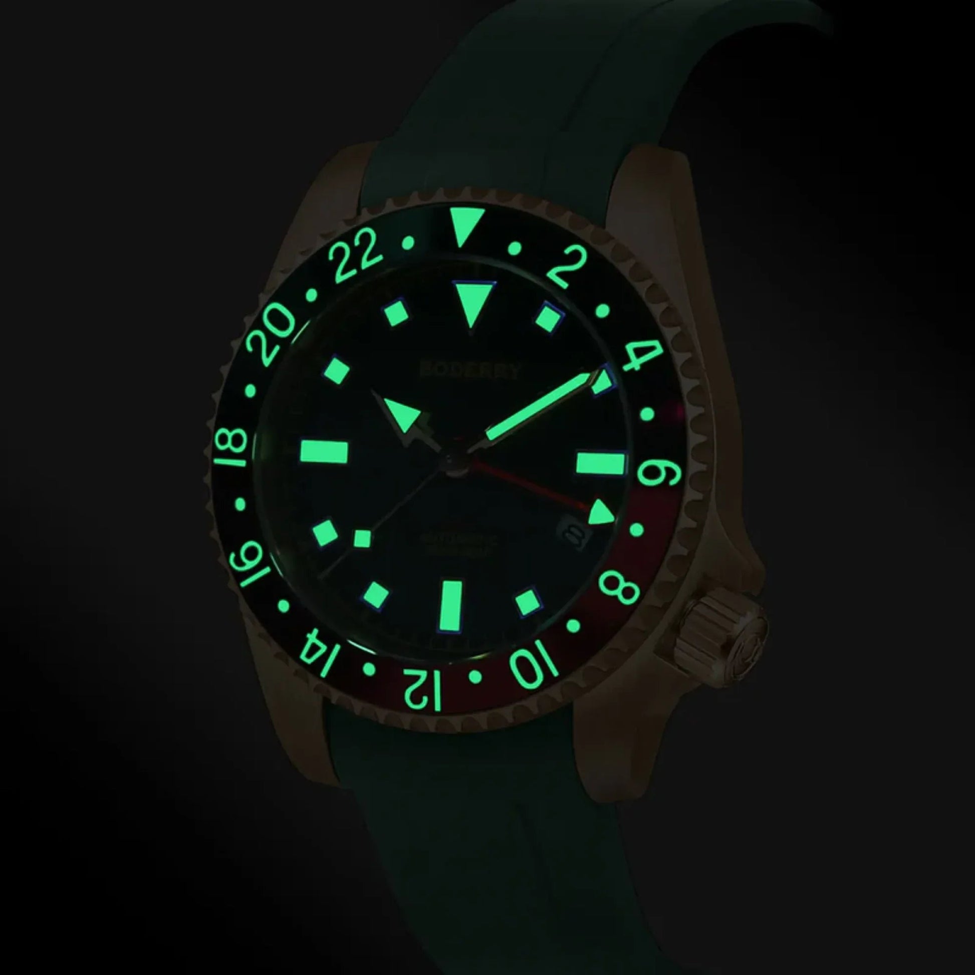 ADMIRAL GMT - 200M Waterproof Bronze Automatic Diver Watch | Green - DREAM WATCHES