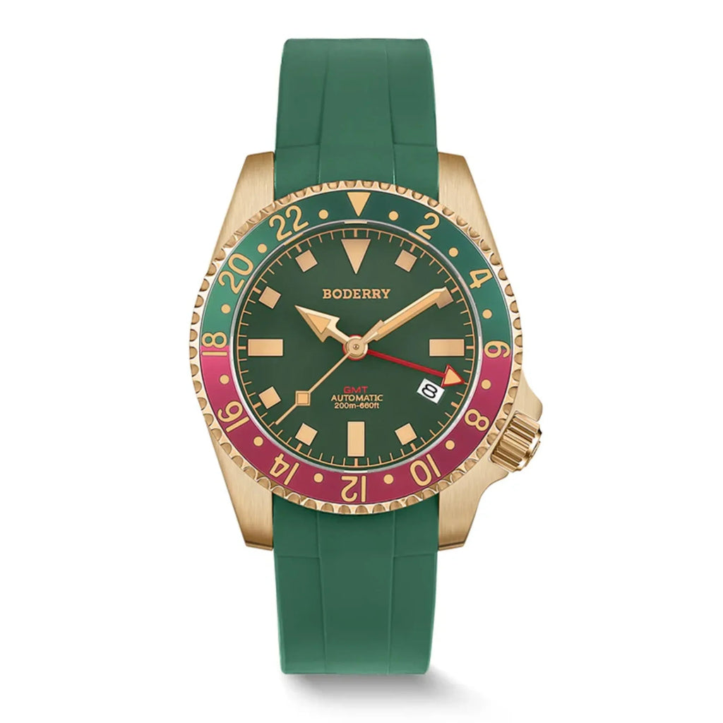 ADMIRAL GMT - 200M Waterproof Bronze Automatic Diver Watch | Green - DREAM WATCHES