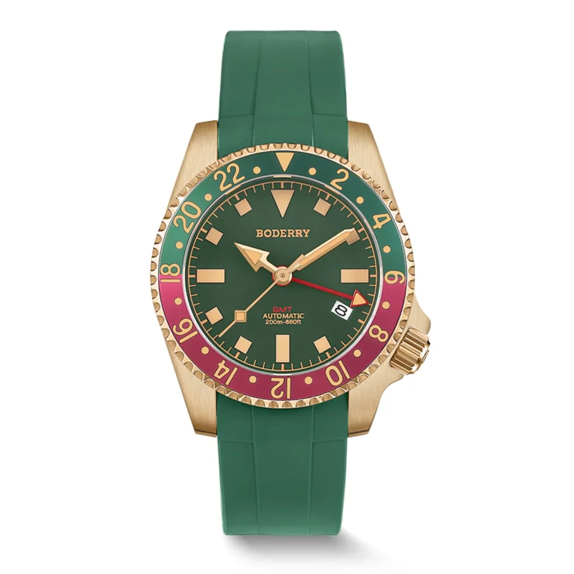 ADMIRAL GMT - 200M Waterproof Bronze Automatic Diver Watch | Green - DREAM WATCHES