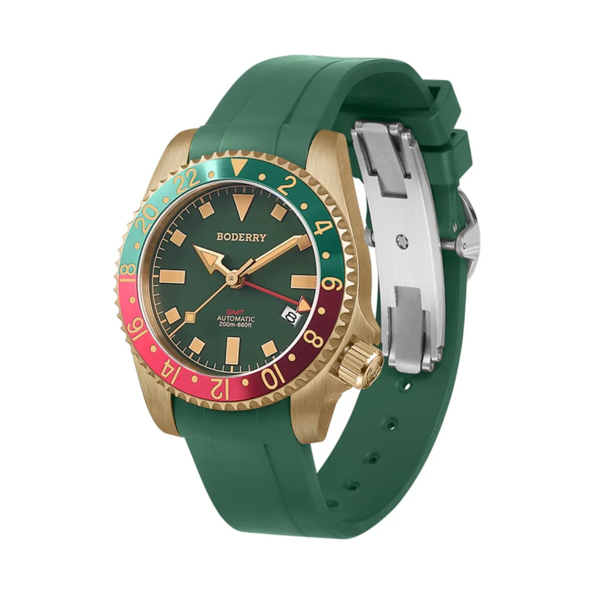 ADMIRAL GMT - 200M Waterproof Bronze Automatic Diver Watch | Green - DREAM WATCHES