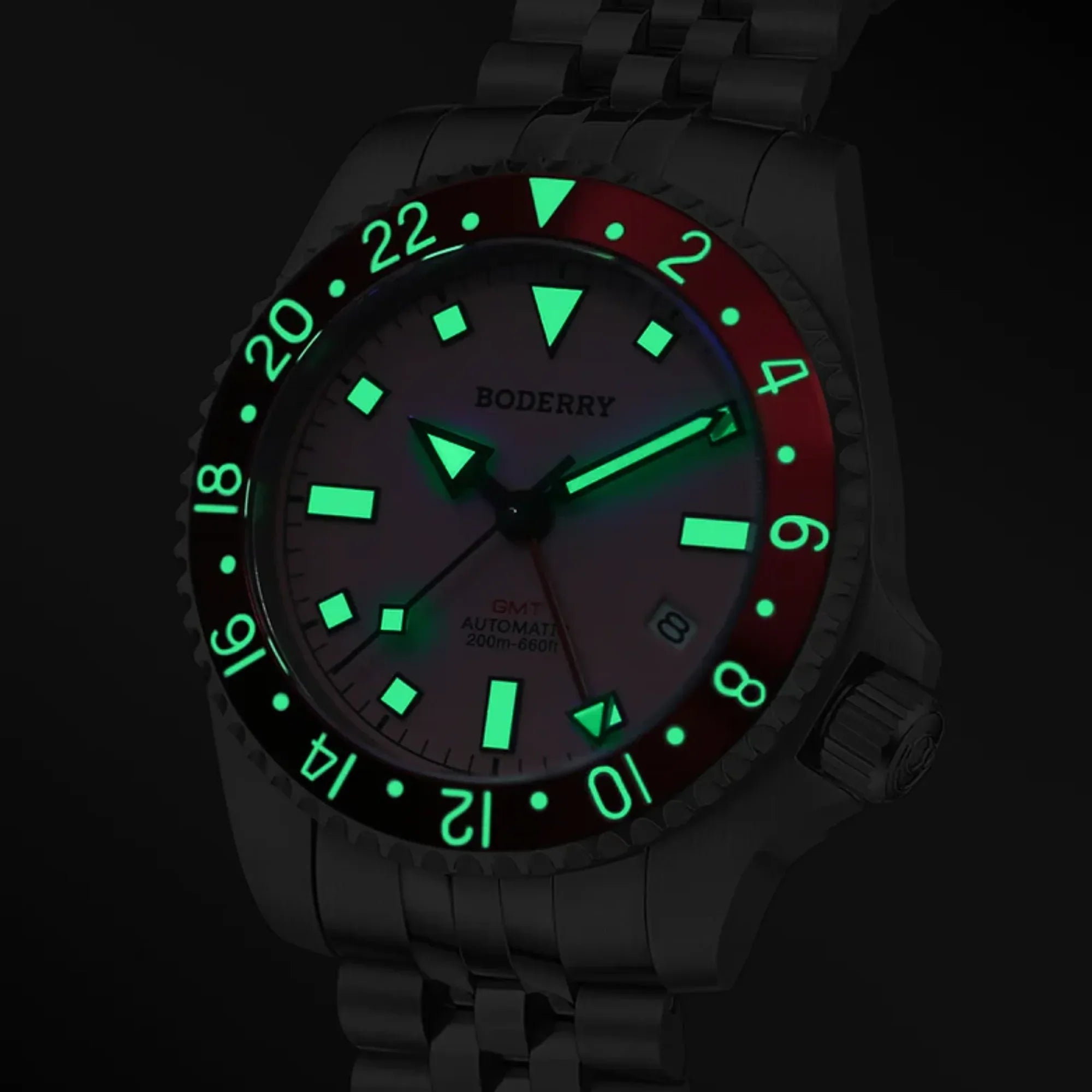 ADMIRAL GMT - 200M Waterproof Titanium Automatic Diver Watch | Pink - DREAM WATCHES