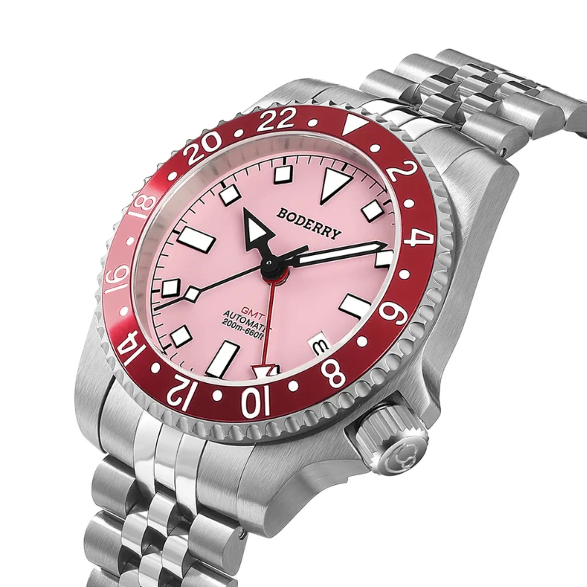 ADMIRAL GMT - 200M Waterproof Titanium Automatic Diver Watch | Pink - DREAM WATCHES