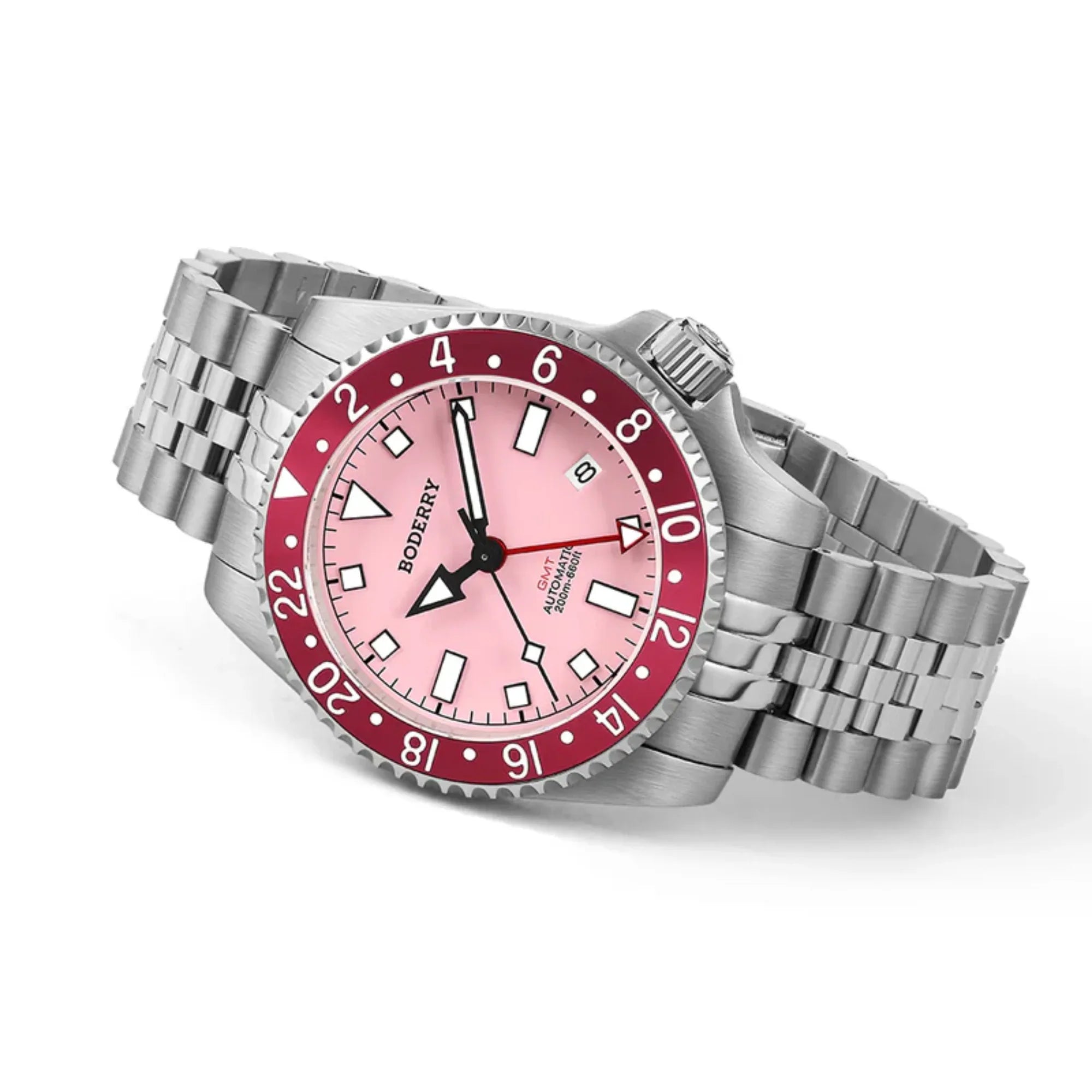 ADMIRAL GMT - 200M Waterproof Titanium Automatic Diver Watch | Pink - DREAM WATCHES