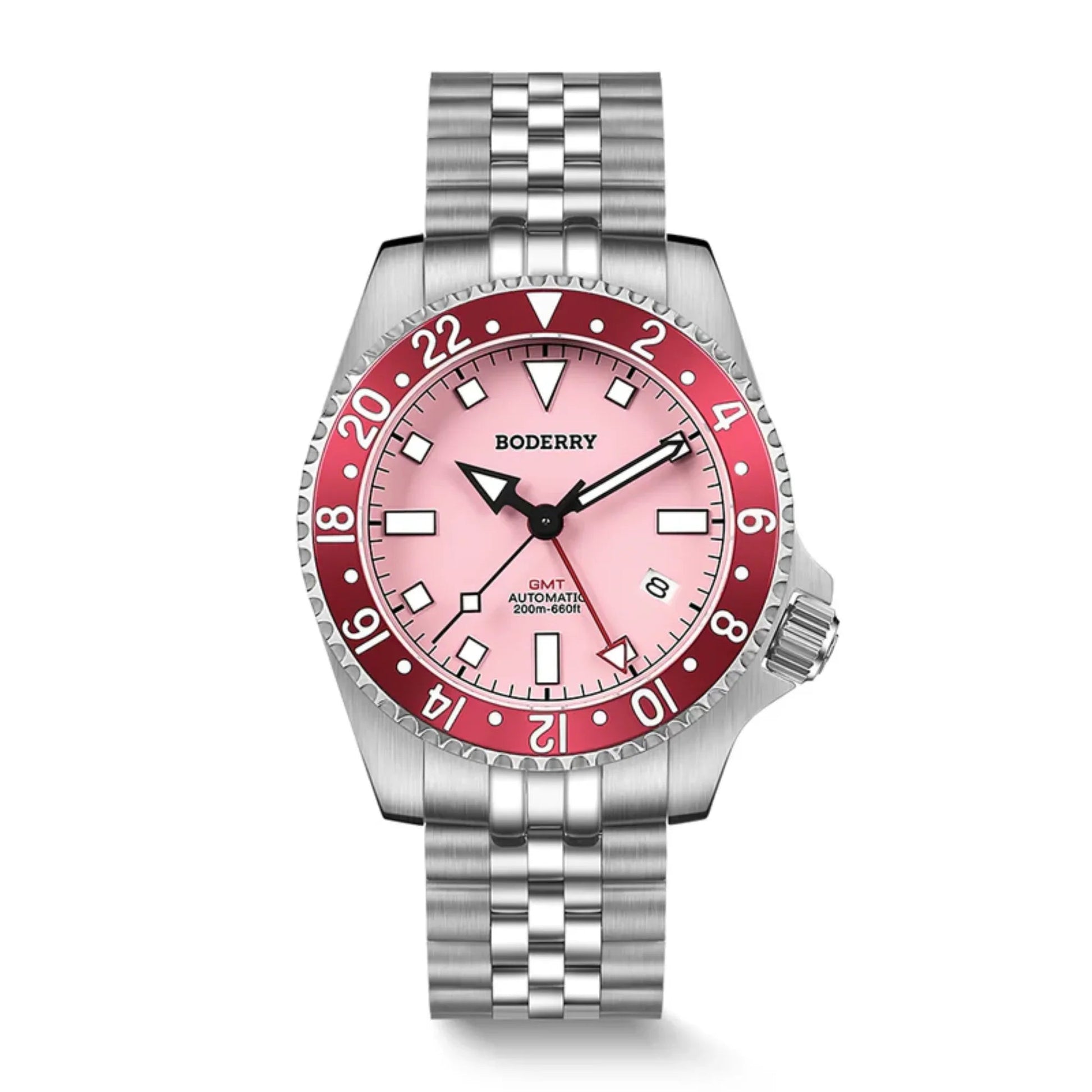 ADMIRAL GMT - 200M Waterproof Titanium Automatic Diver Watch | Pink - DREAM WATCHES