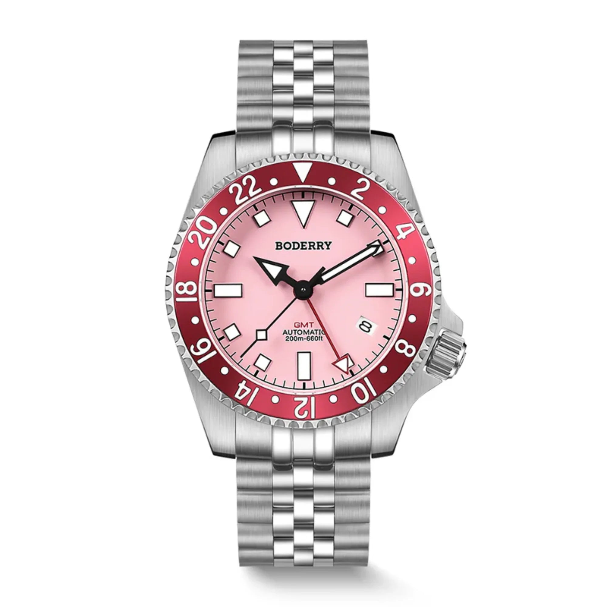 ADMIRAL GMT - 200M Waterproof Titanium Automatic Diver Watch | Pink - DREAM WATCHES