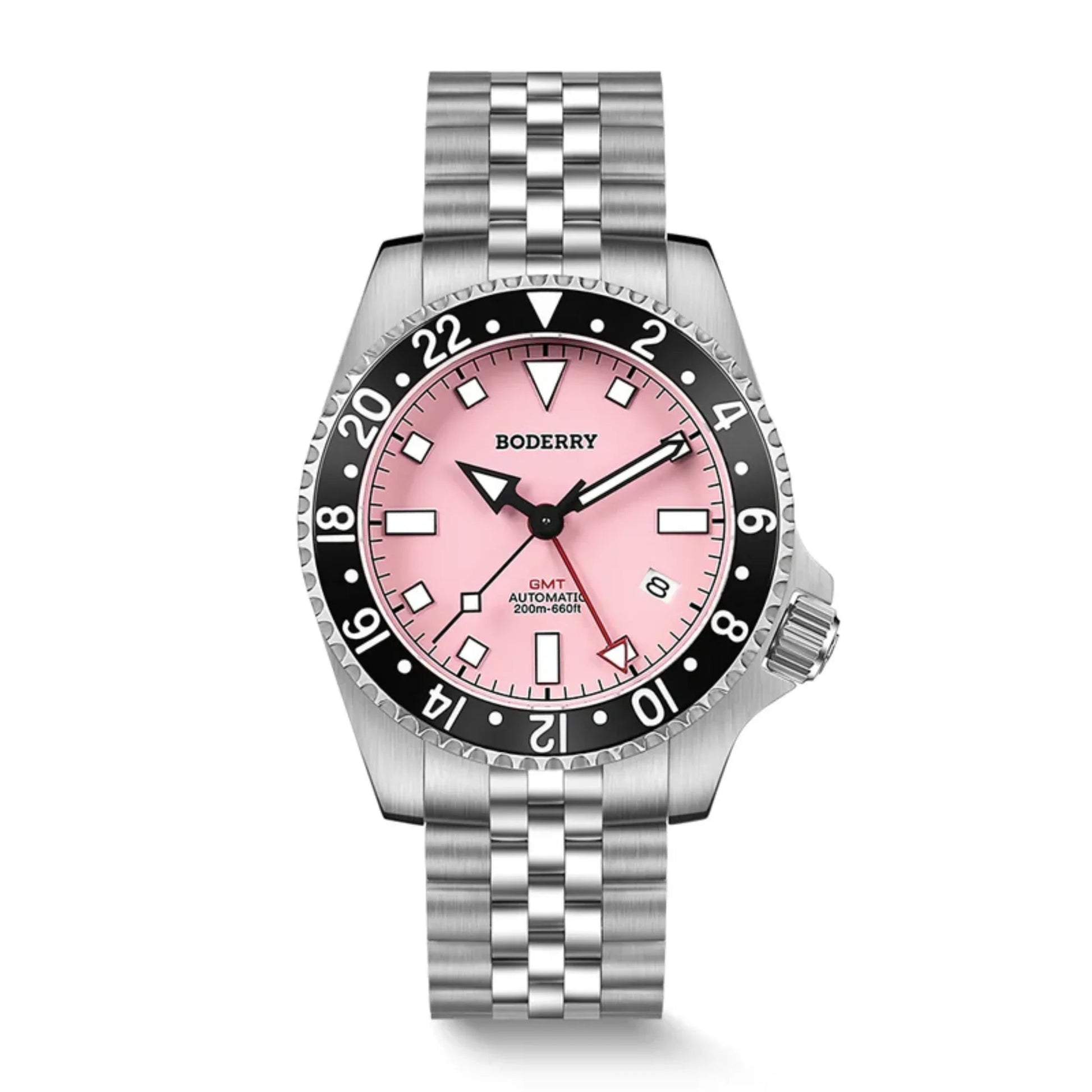 ADMIRAL GMT - 200M Waterproof Titanium Automatic Diver Watch | Pink-(Ceramic Bezel) - DREAM WATCHES