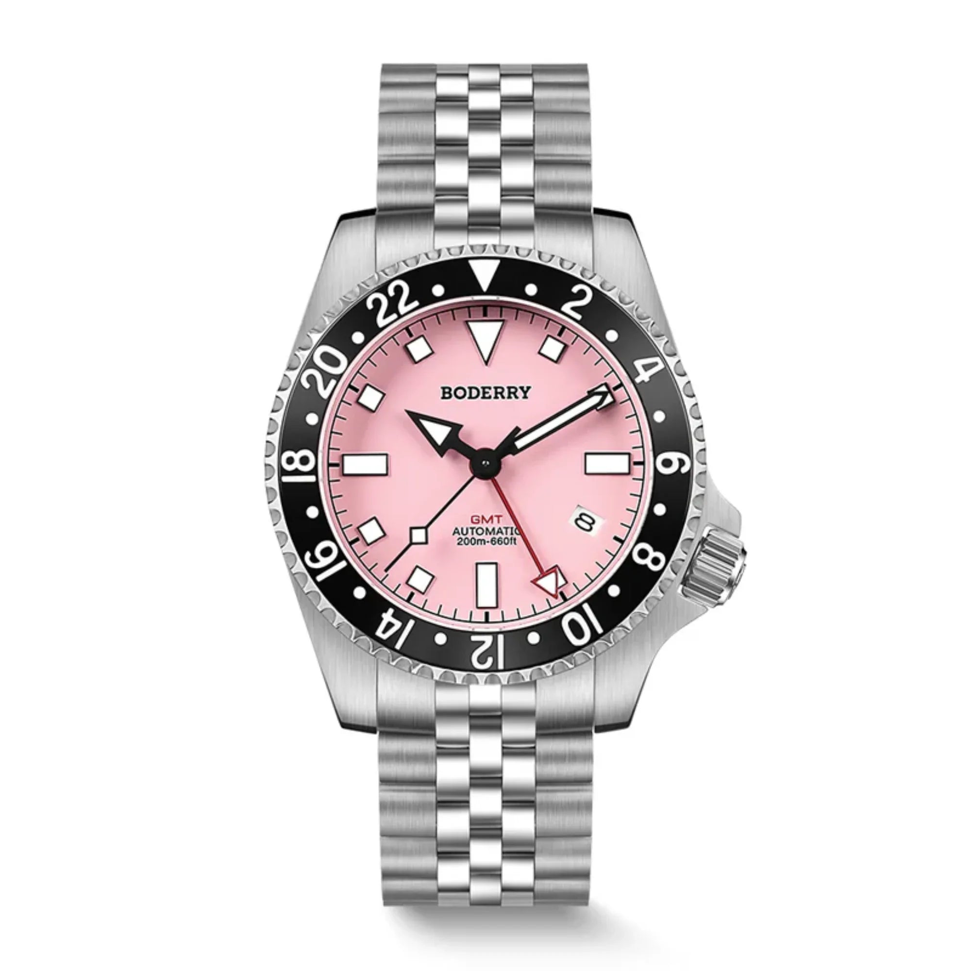 ADMIRAL GMT - 200M Waterproof Titanium Automatic Diver Watch | Pink-(Ceramic Bezel) - DREAM WATCHES