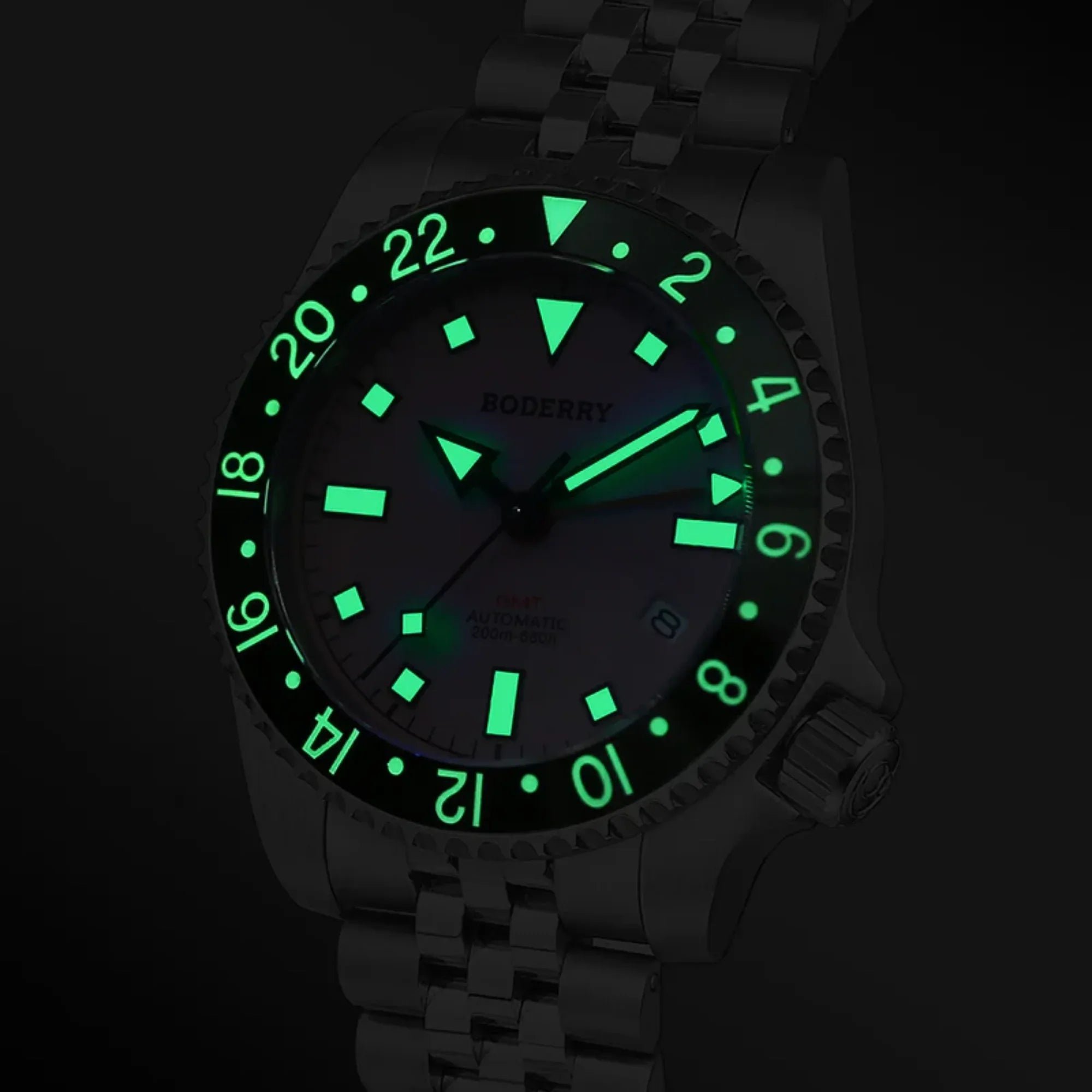 ADMIRAL GMT - 200M Waterproof Titanium Automatic Diver Watch | Pink-(Ceramic Bezel) - DREAM WATCHES