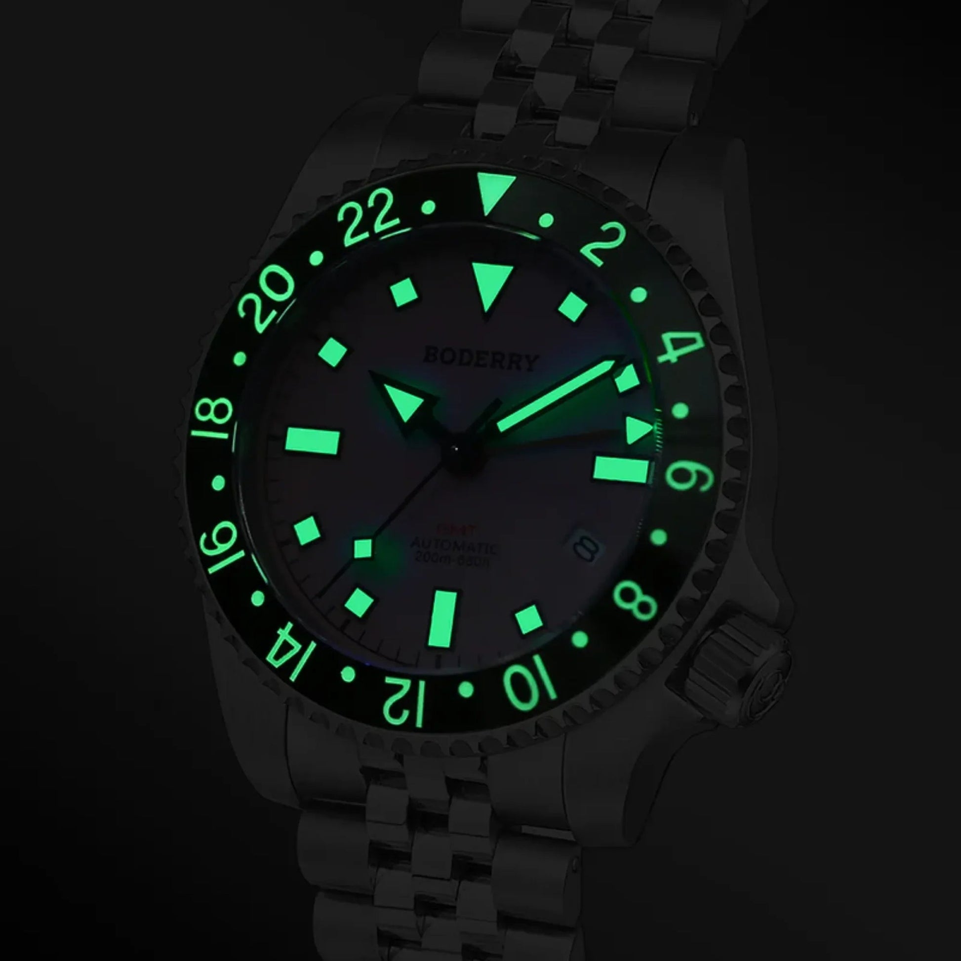 ADMIRAL GMT - 200M Waterproof Titanium Automatic Diver Watch | Pink-(Ceramic Bezel) - DREAM WATCHES