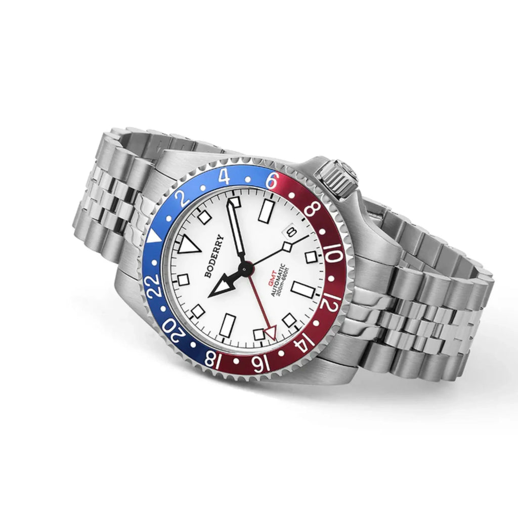 ADMIRAL GMT - 200M Waterproof Titanium Automatic Diver Watch | White - DREAM WATCHES