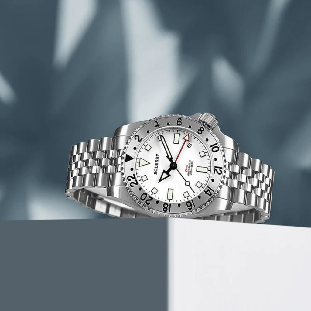 ADMIRAL GMT - 200M Waterproof Titanium Automatic Diver Watch | White-Ti - DREAM WATCHES