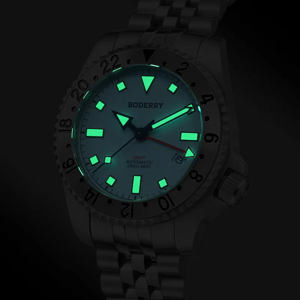 ADMIRAL GMT - 200M Waterproof Titanium Automatic Diver Watch | White-Ti - DREAM WATCHES