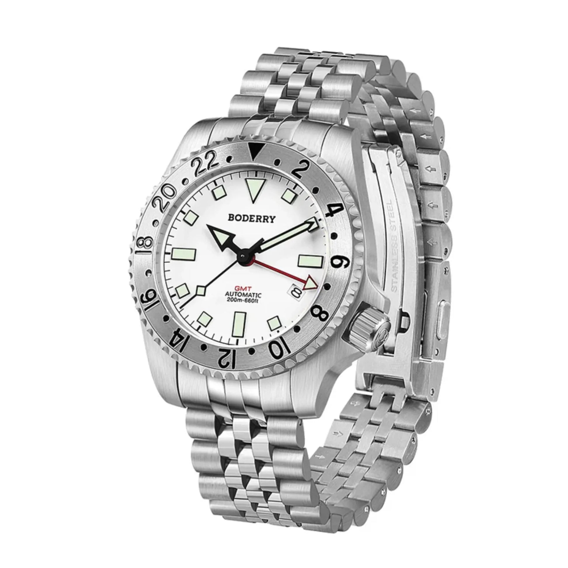 ADMIRAL GMT - 200M Waterproof Titanium Automatic Diver Watch | White-Ti - DREAM WATCHES