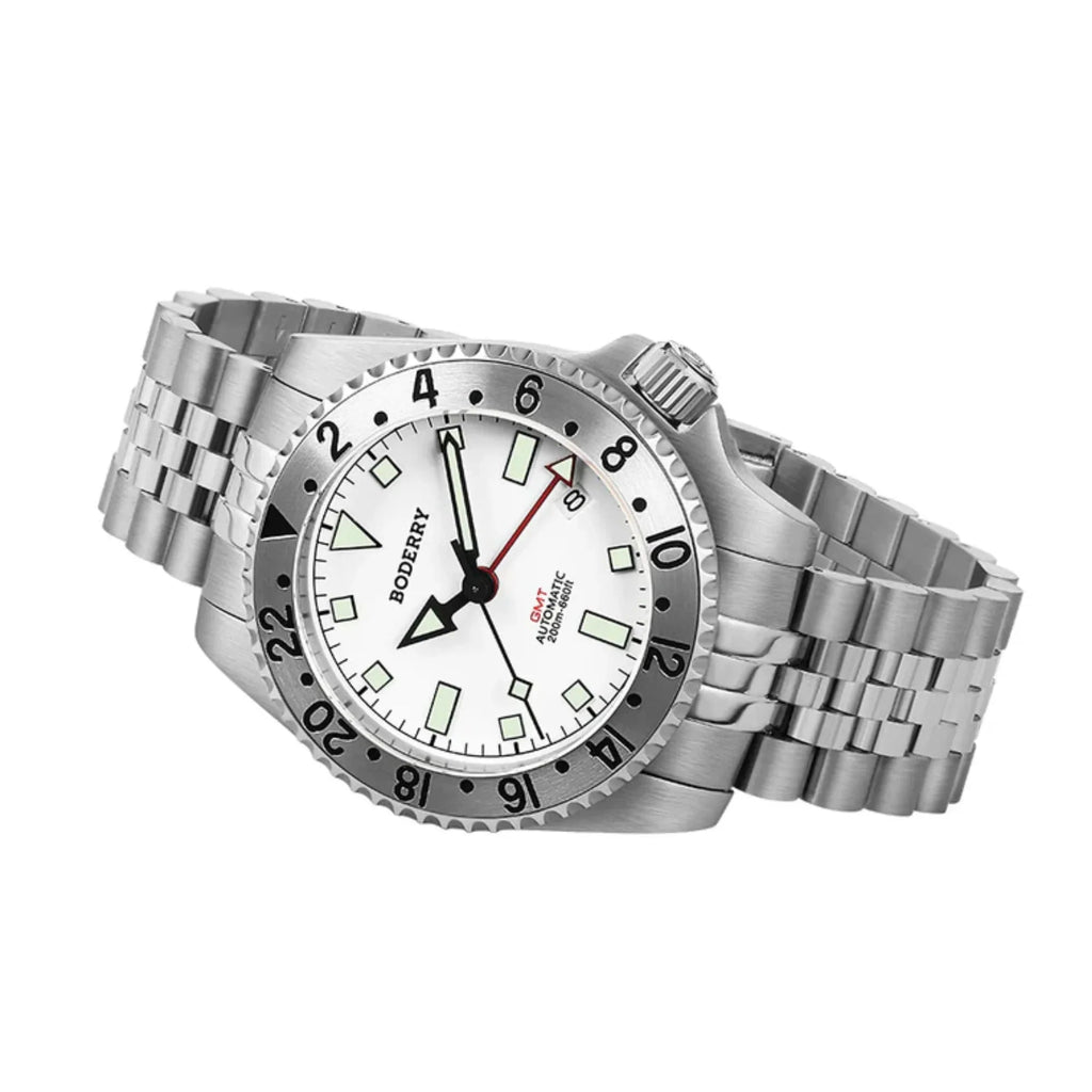 ADMIRAL GMT - 200M Waterproof Titanium Automatic Diver Watch | White-Ti - DREAM WATCHES
