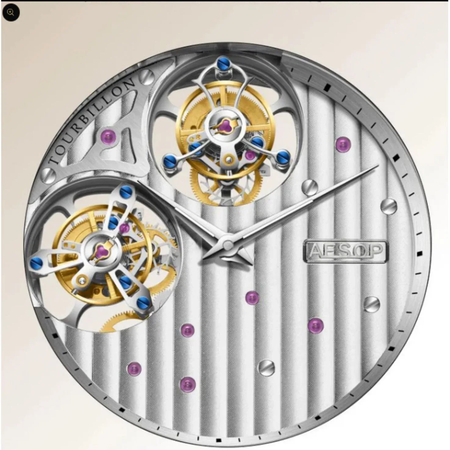 Aesop 12 o'clock and 9 o'clock Original Double Tourbillon Watch 7075 - DREAM WATCHES