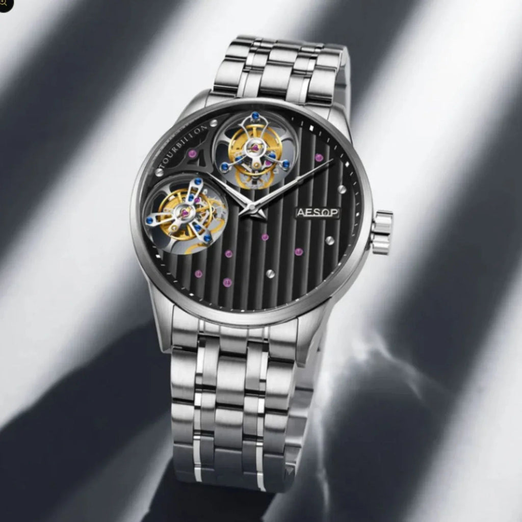 Aesop 12 o'clock and 9 o'clock Original Double Tourbillon Watch 7075 - DREAM WATCHES
