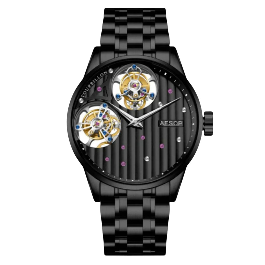 Aesop 12 o'clock and 9 o'clock Original Double Tourbillon Watch 7075 - DREAM WATCHES