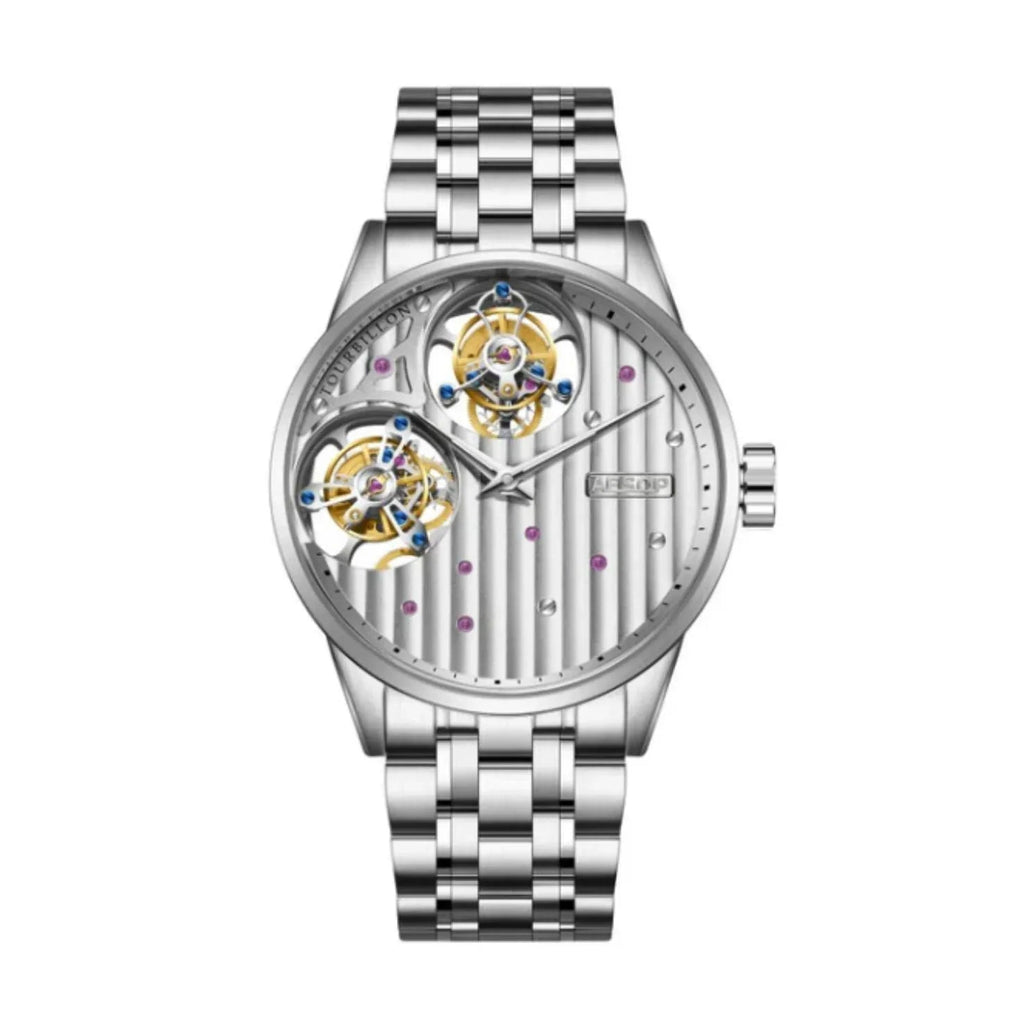 Aesop 12 o'clock and 9 o'clock Original Double Tourbillon Watch 7075 - DREAM WATCHES