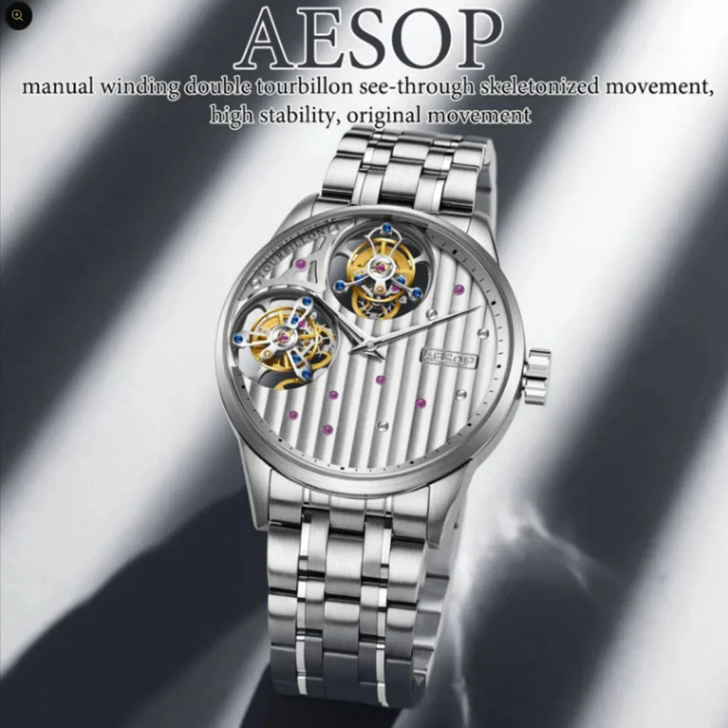 Aesop 12 o'clock and 9 o'clock Original Double Tourbillon Watch 7075 - DREAM WATCHES