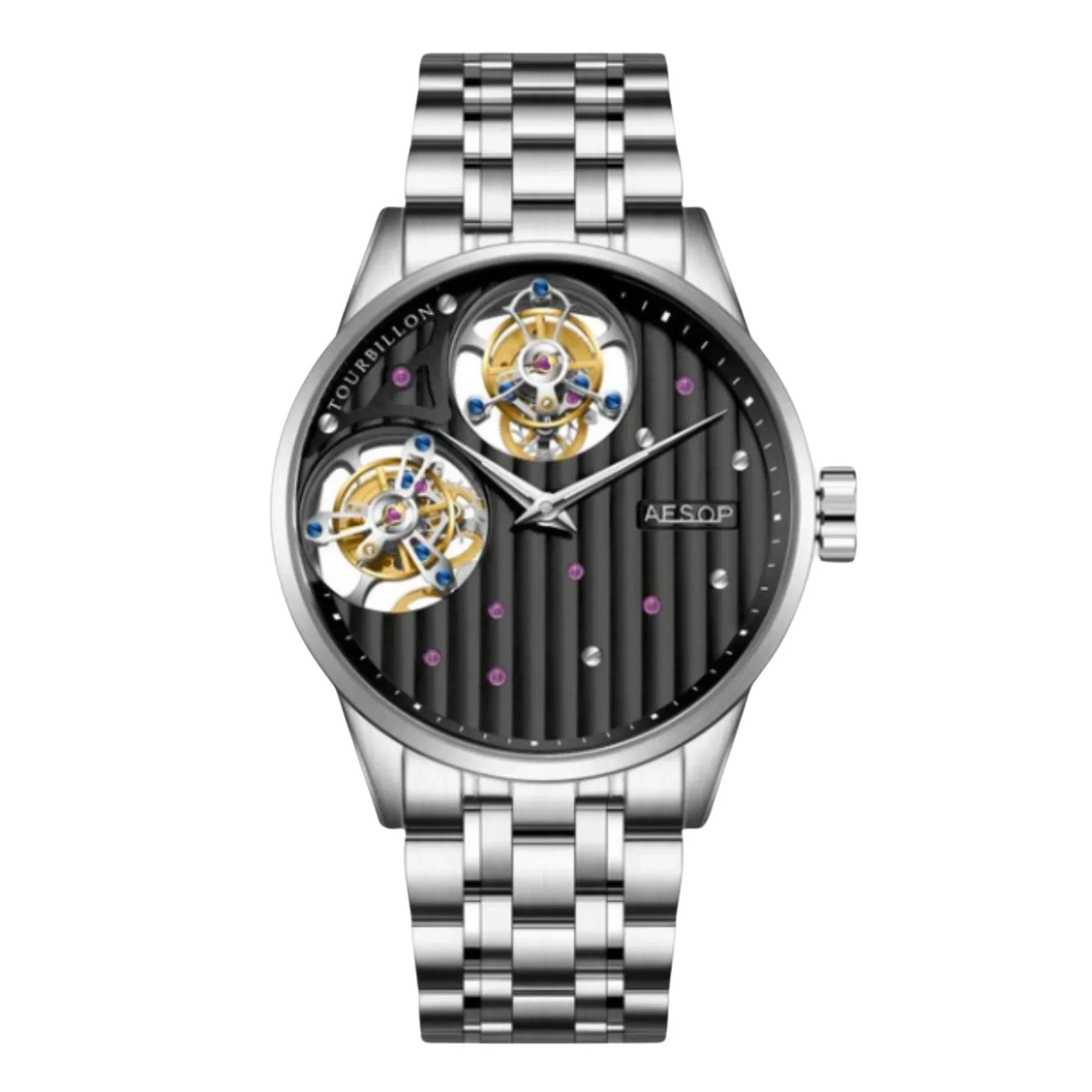 Aesop 12 o'clock and 9 o'clock Original Double Tourbillon Watch 7075 - DREAM WATCHES