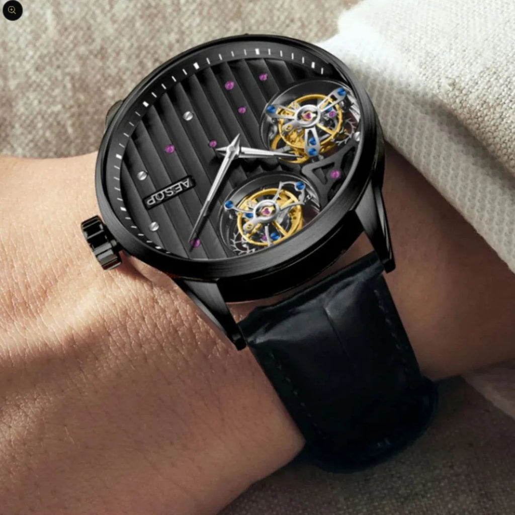 Aesop 12 o'clock and 9 o'clock Original Double Tourbillon Watch 7075 - DREAM WATCHES