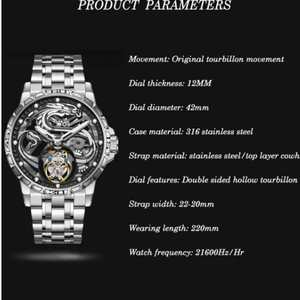 AESOP 7087 Dragon Tourbillon Mechanical Watch - DREAM WATCHES