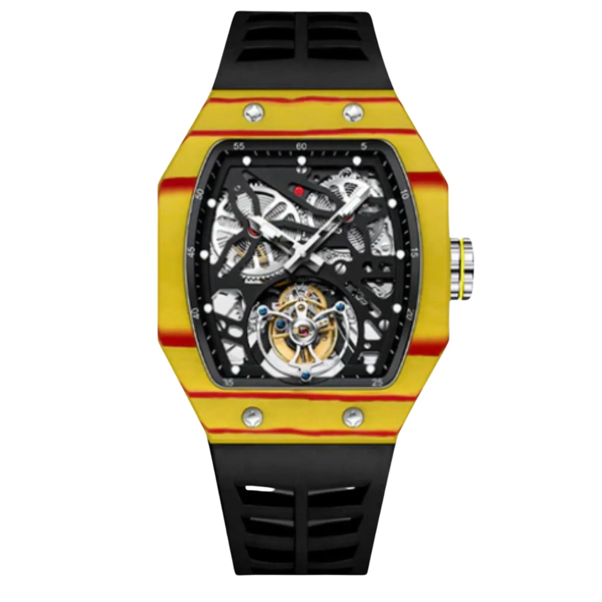 AESOP Carbon Fiber Bezel Tonneau Case Skeleton Tourbillon Watch 7036 - DREAM WATCHES