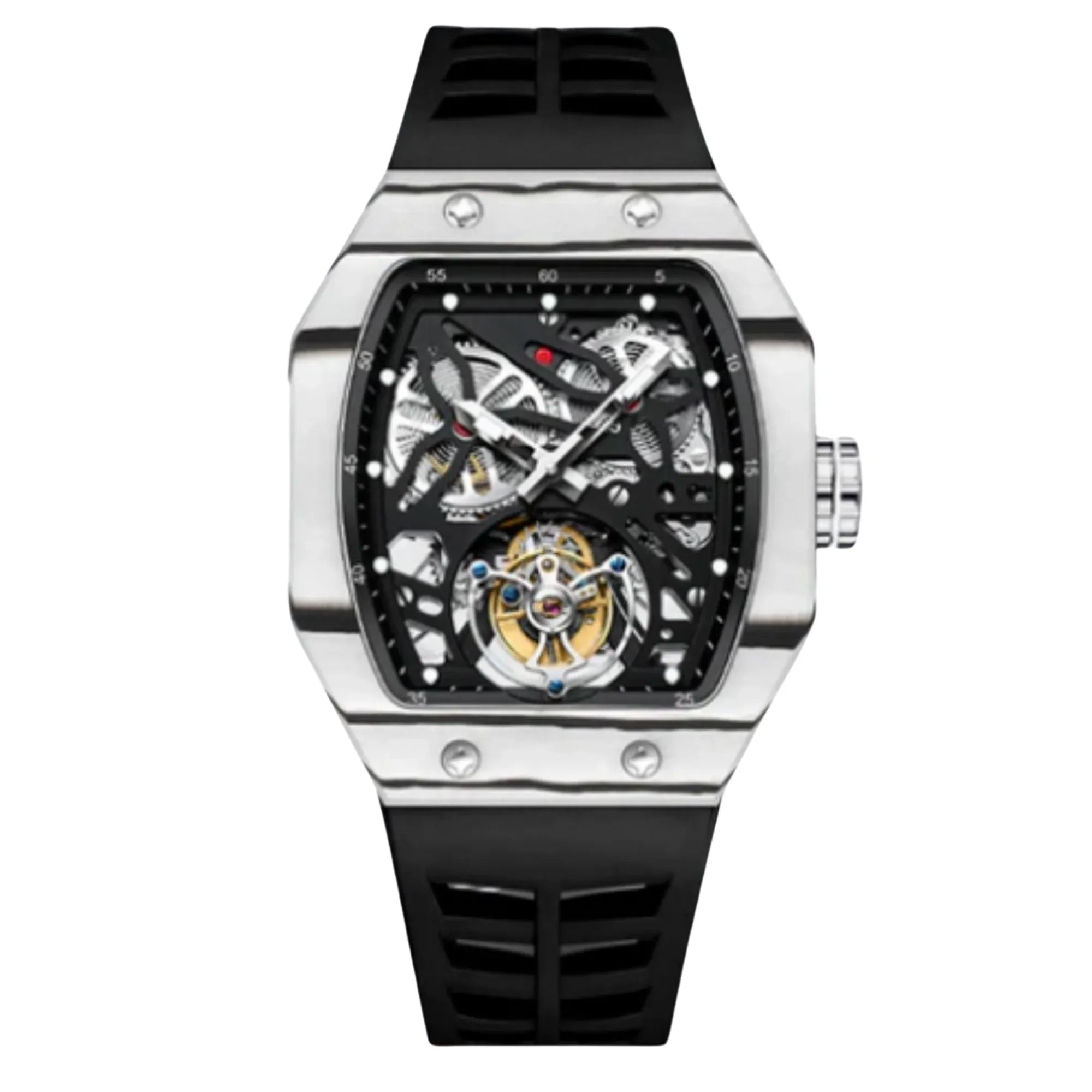 AESOP Carbon Fiber Bezel Tonneau Case Skeleton Tourbillon Watch 7036 - DREAM WATCHES