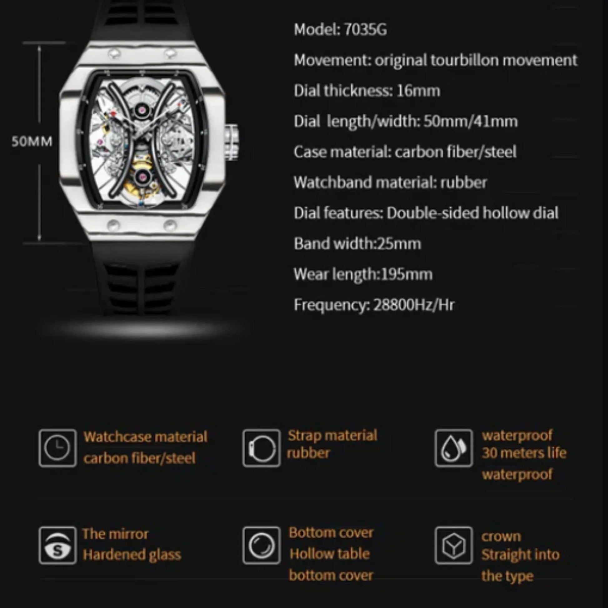 AESOP Carbon Fiber Tonneau Original Tourbillon watch 7035 - DREAM WATCHES