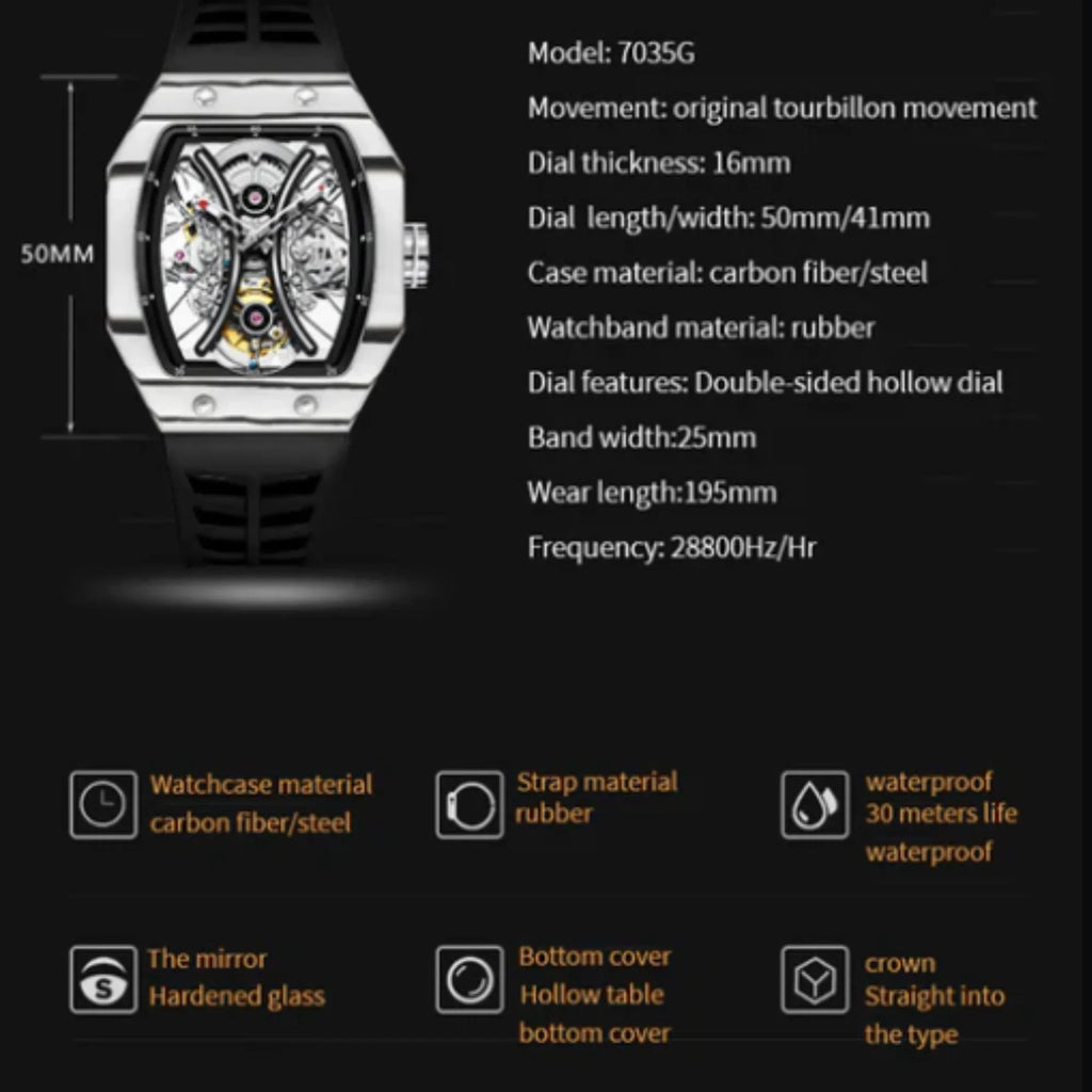 AESOP Carbon Fiber Tonneau Original Tourbillon watch 7035 - DREAM WATCHES