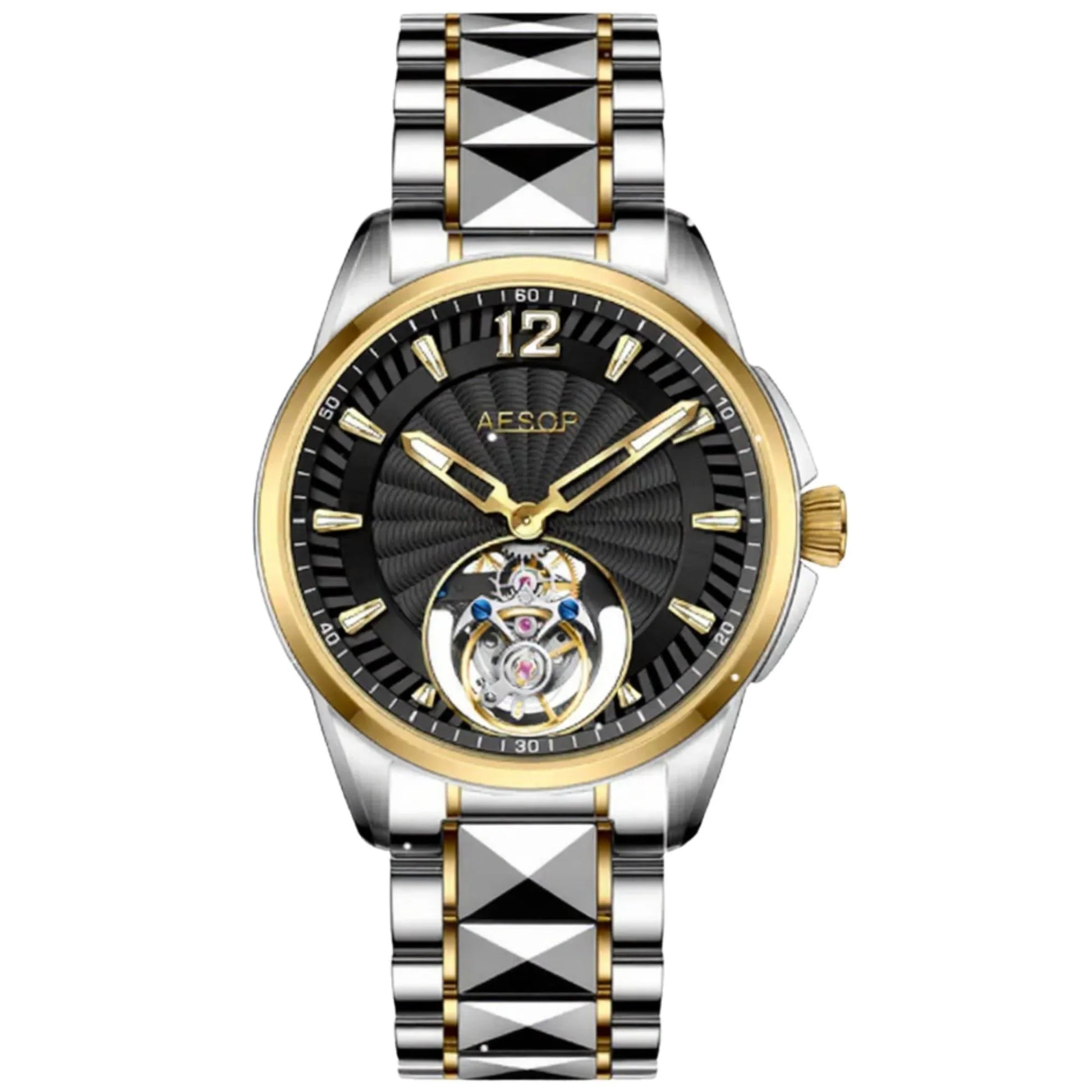 Aesop Classic Automatic Tourbillon Men Watch Self Wind Luxury Wristwatch 7096 - DREAM WATCHES