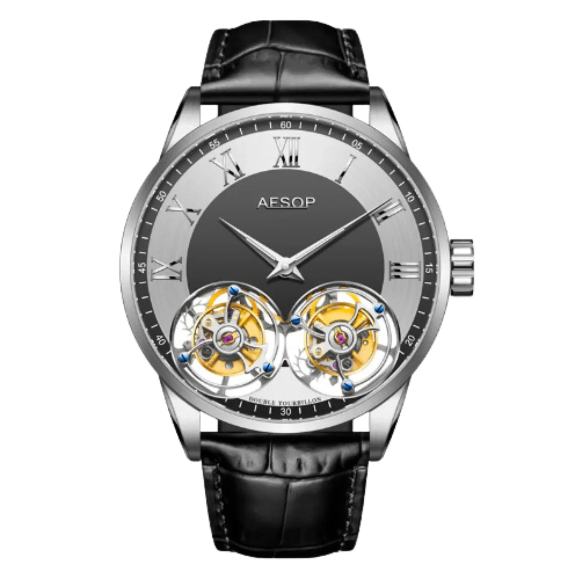 Aesop Double Tourbillon Sapphire 316l Stainless Steel Watch 7026 - DREAM WATCHES