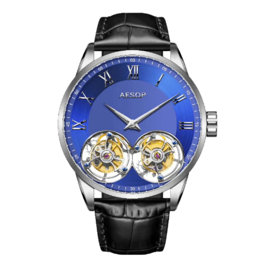 Aesop Double Tourbillon Sapphire 316l Stainless Steel Watch 7026 - DREAM WATCHES