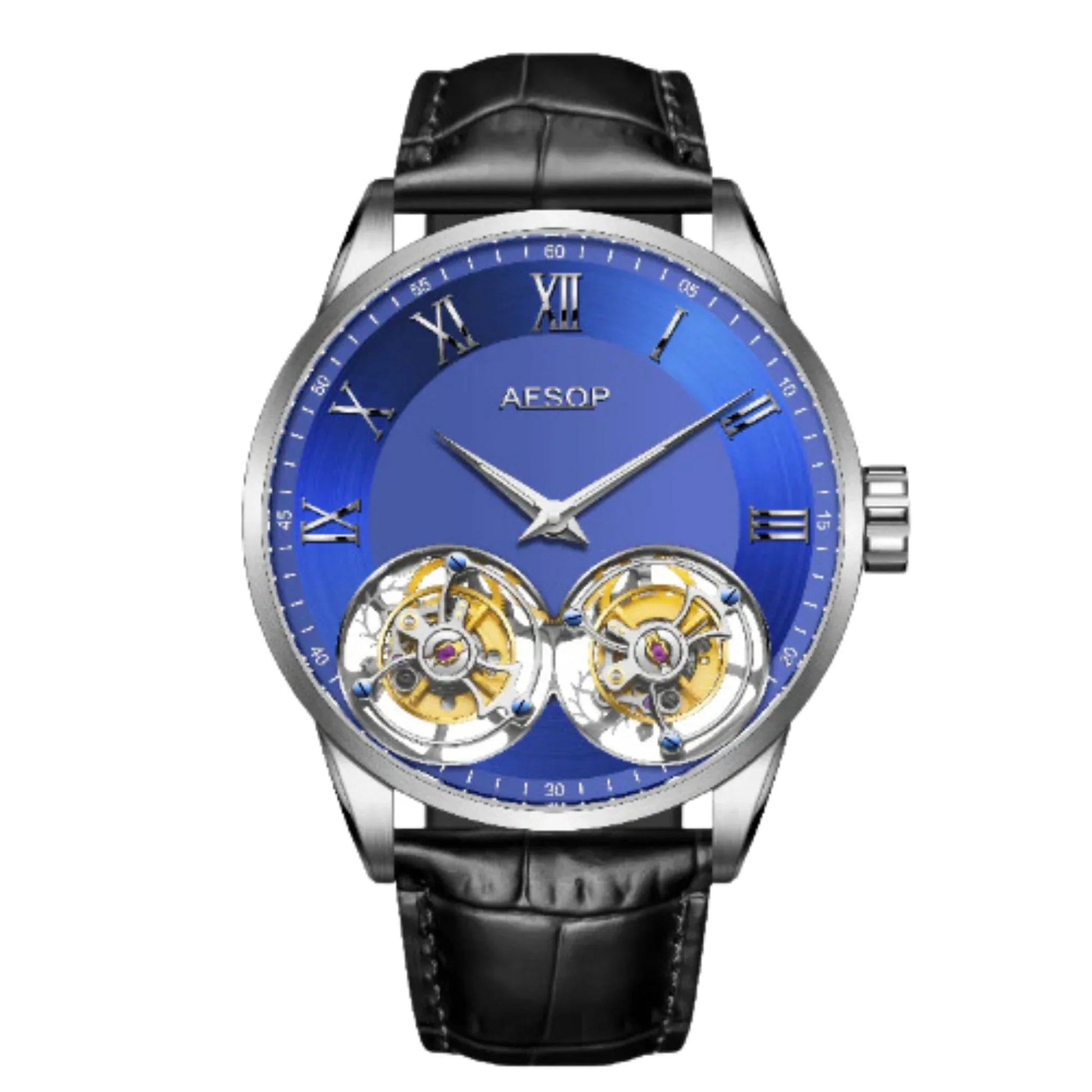 Aesop Double Tourbillon Sapphire 316l Stainless Steel Watch 7026 - DREAM WATCHES