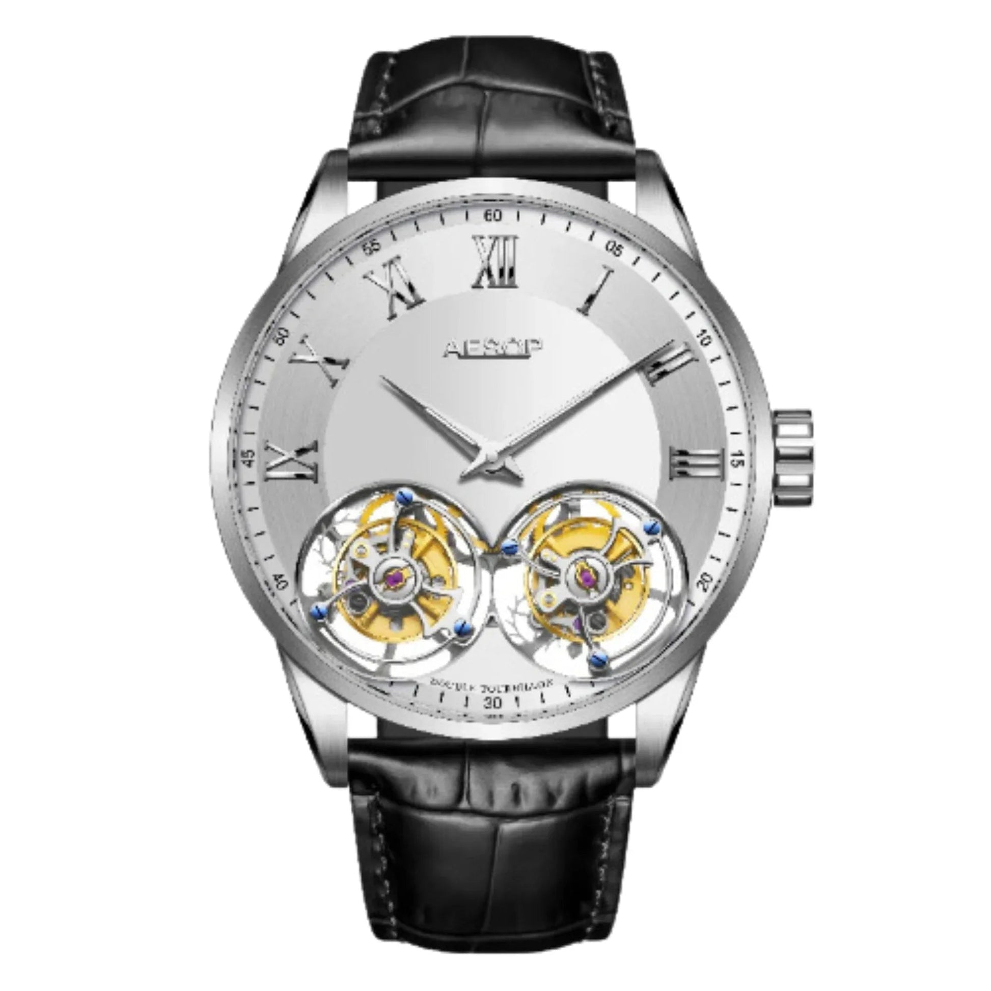 Aesop Double Tourbillon Sapphire 316l Stainless Steel Watch 7026 - DREAM WATCHES