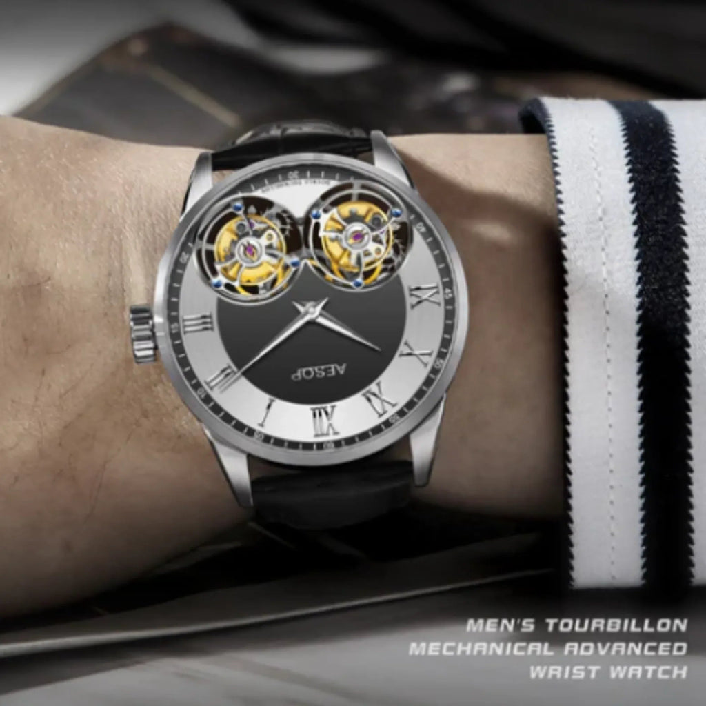 Aesop Double Tourbillon Sapphire 316l Stainless Steel Watch 7026 - DREAM WATCHES