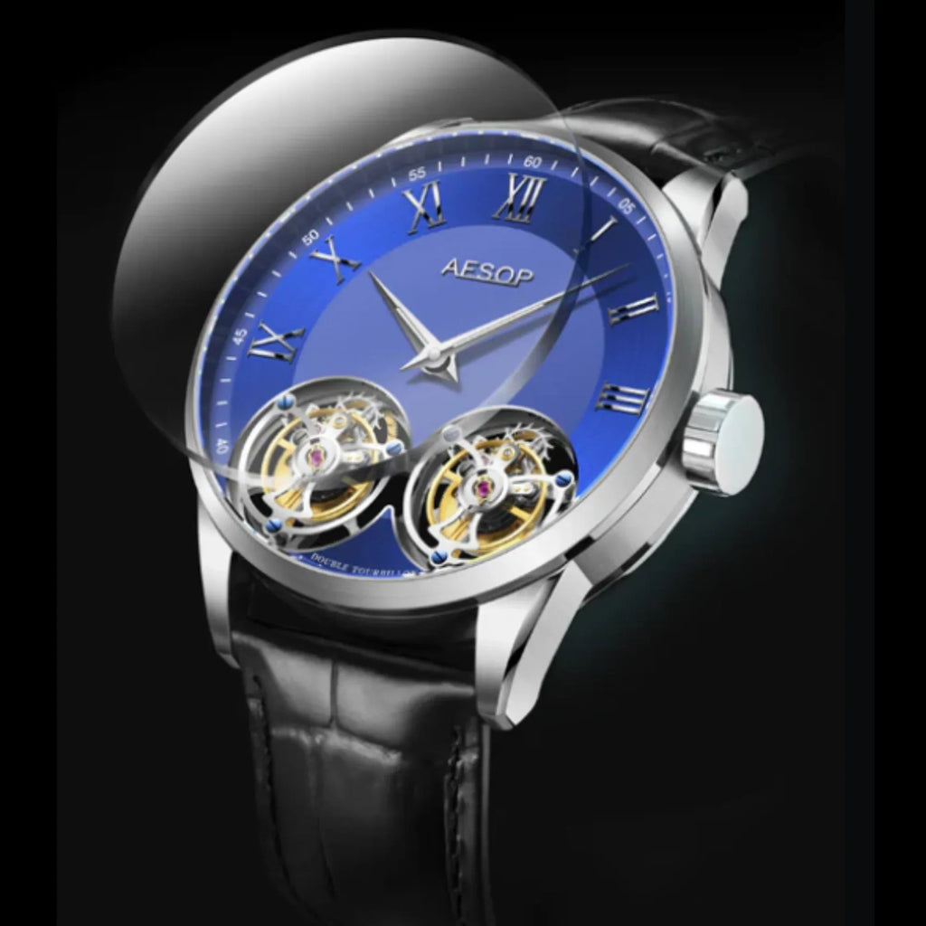 Aesop Double Tourbillon Sapphire 316l Stainless Steel Watch 7026 - DREAM WATCHES