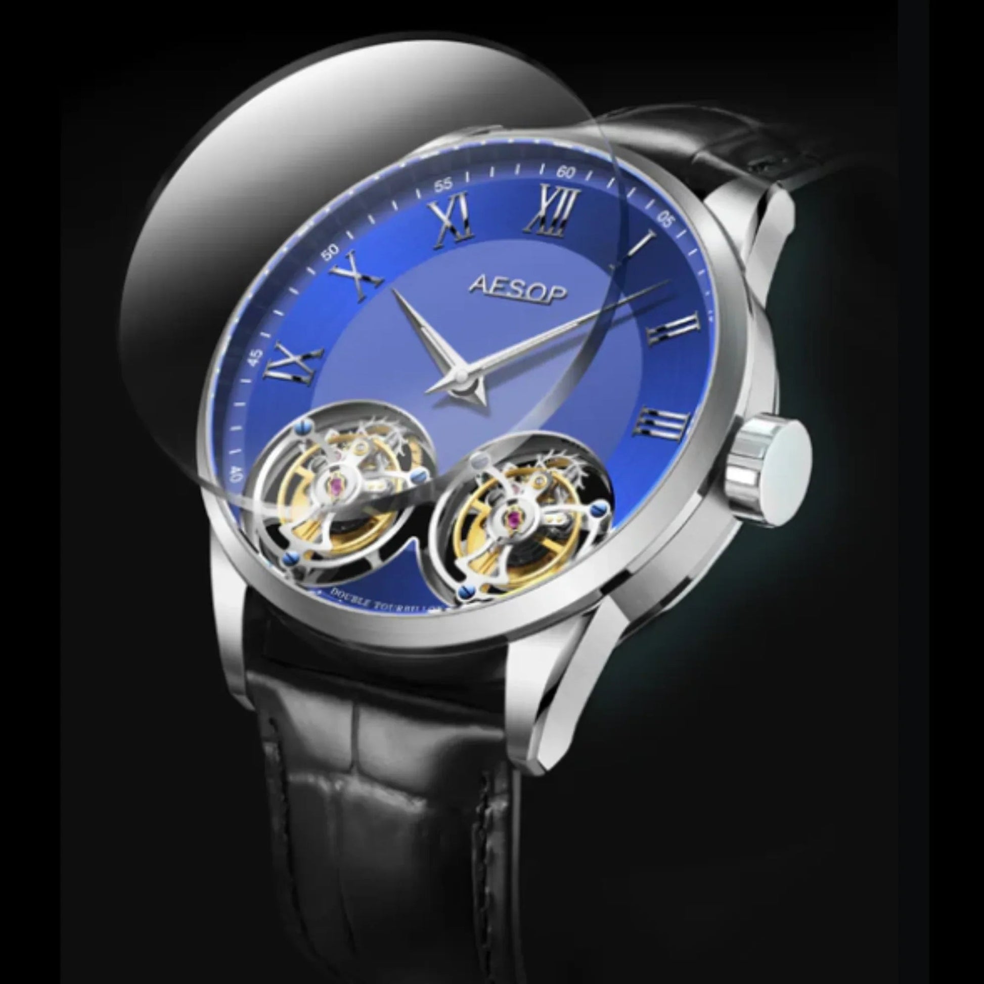 Aesop Double Tourbillon Sapphire 316l Stainless Steel Watch 7026 - DREAM WATCHES