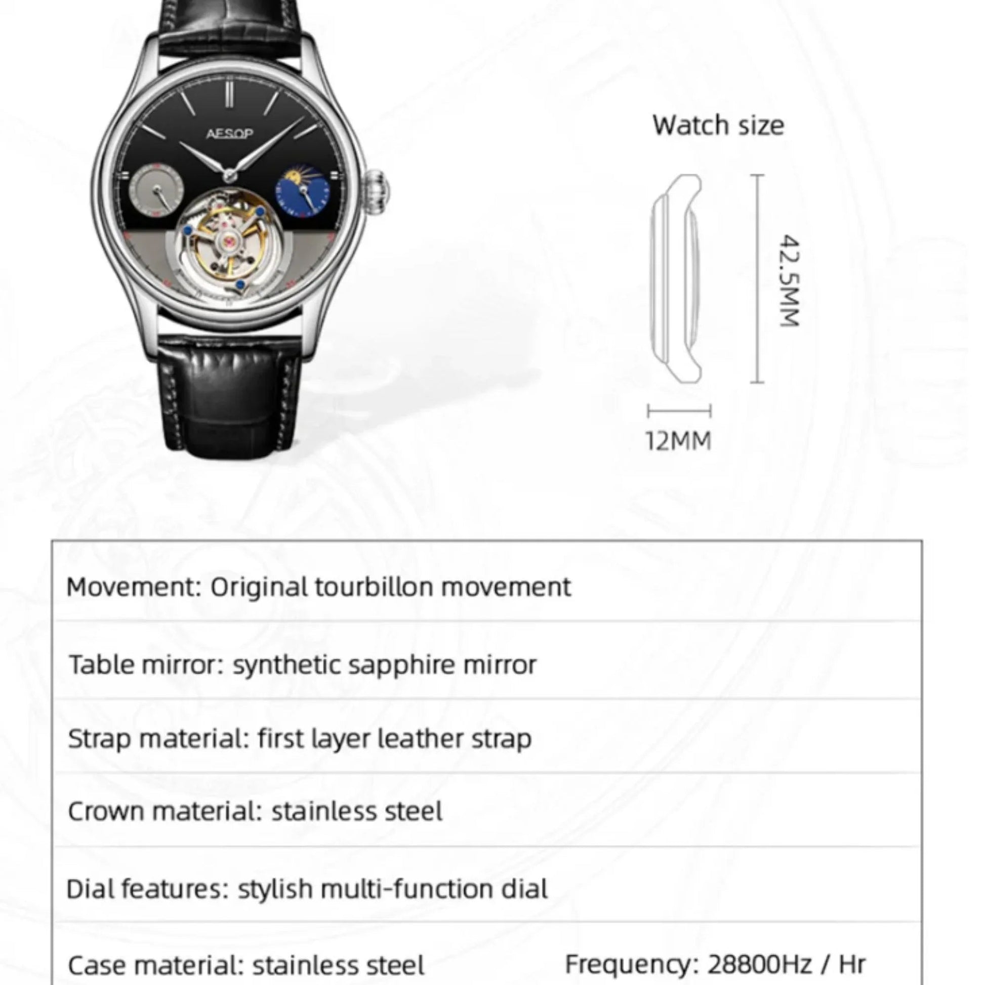 AESOP GMT Multifunction Original Tourbillon watch 7023 - DREAM WATCHES