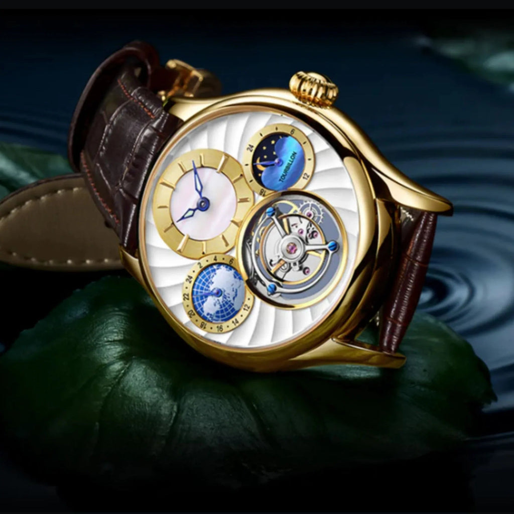 Aesop GMT Tourbillon Pearl Dial Multifunction watch 7017 - DREAM WATCHES